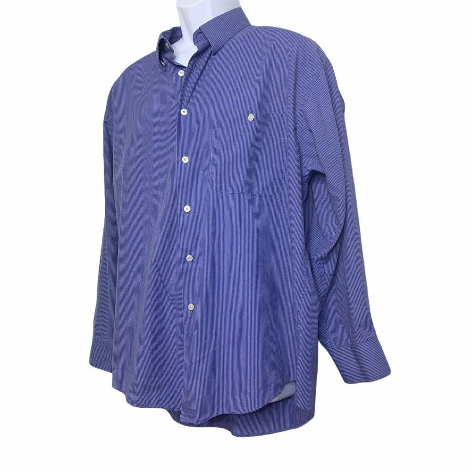 Yves Saint Laurent Yves Saint Laurent Pin Stripe Blue Navy Shirt XL 17 32 33 Size US XL / EU 56 / 4 - 1 Thumbnail