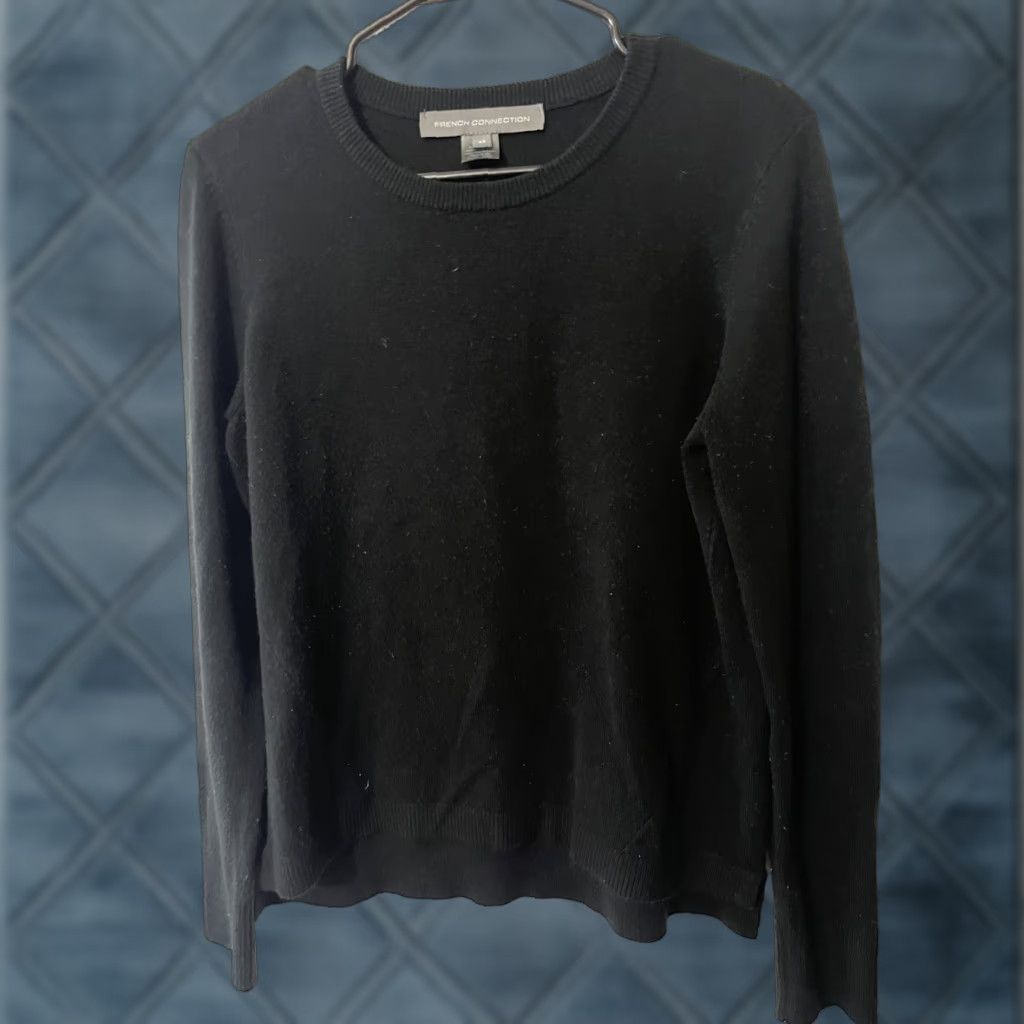 French Connection French Connection Sweater Women XS Black Crew Neck Long Sleeve Ribbed Trim Pullover Knit Size XS / US 0-2 / IT 36-38 - 1 Thumbnail