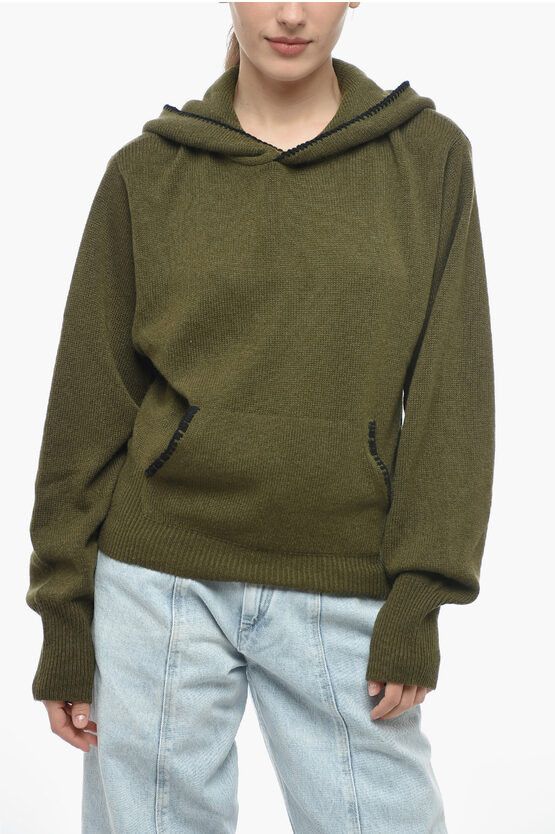 image of Amiri Hooded Cashmere Sweater in Green, Women's (Size Small)