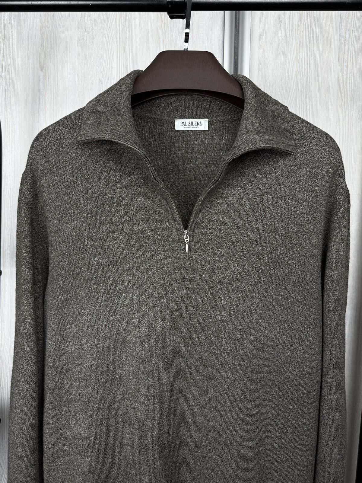 Pal Zileri Pal Zileri Wool Cashmere grey-brown 1/4 zip pullover sweater Size US L / EU 52-54 / 3 - 3 Thumbnail