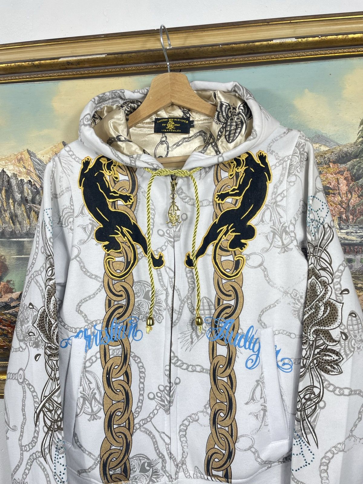 Christian Audigier × Ed Hardy × Vintage Christian Audigier Retro 00s Hoodie With Crystals Affliction Size US XS / EU 42 / 0 - 5 Thumbnail