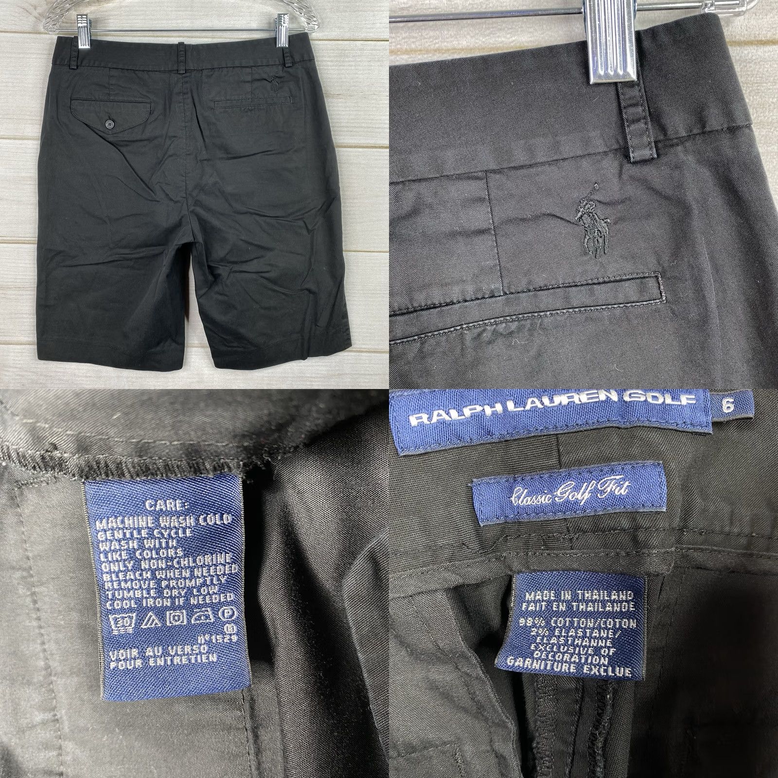 Ralph Lauren VINTAGE Ralph Lauren Golf Shorts Bermuda Flat Front Black 6 Womens Men's? (clarify) Size 28" / US 6 / IT 42 - 8 Thumbnail