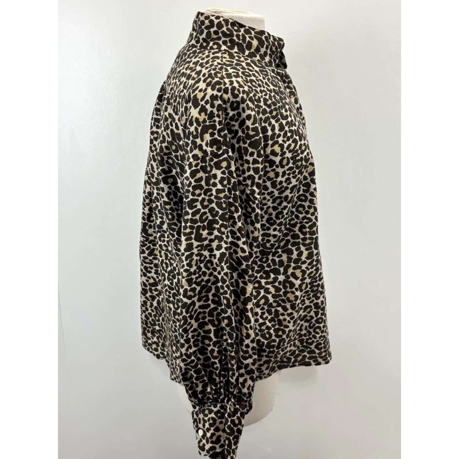 Vintage Ann Mashburn Blouse 100% Linen Popover Top Women’s Medium Animal Print Size M / US 6-8 / IT 42-44 - 4 Thumbnail