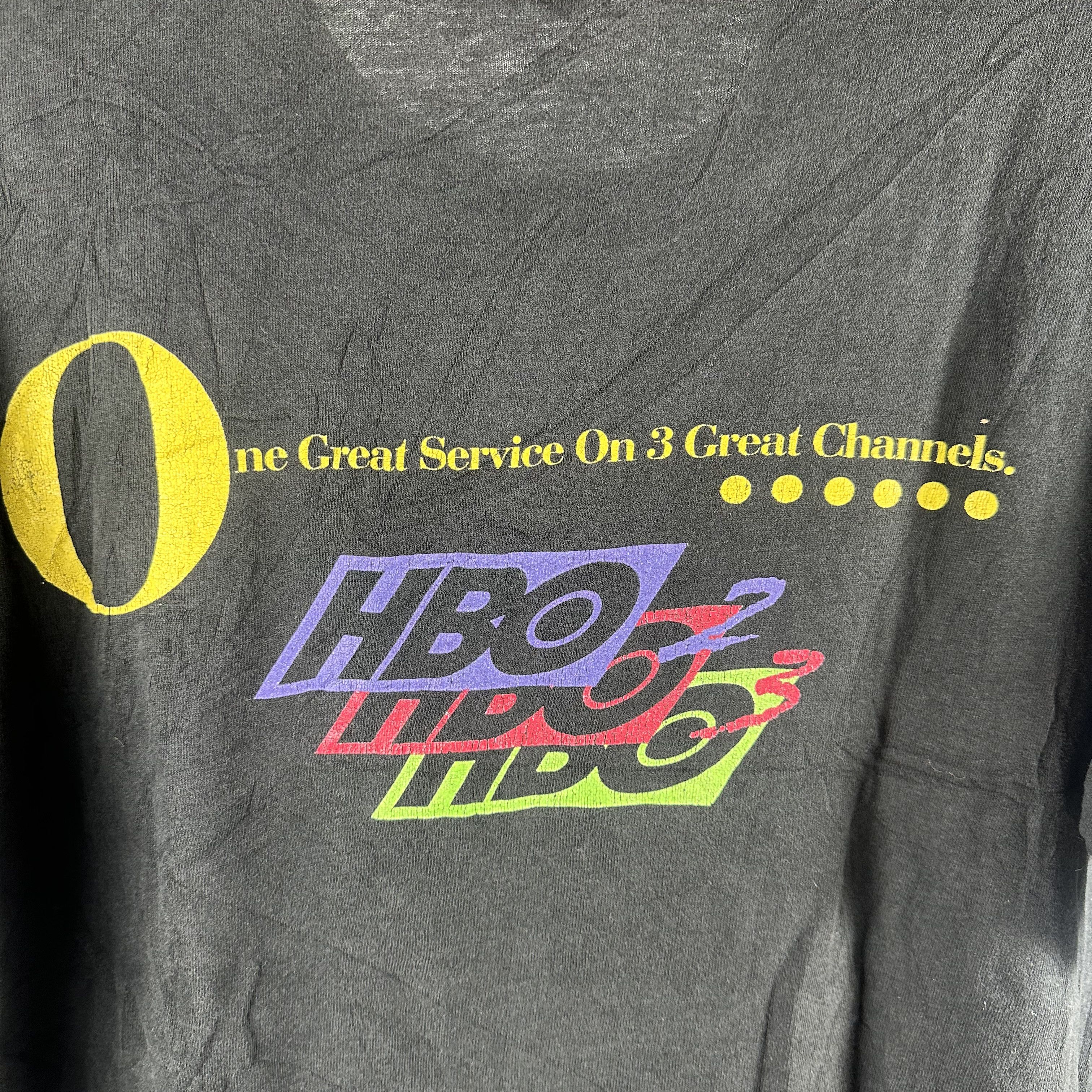 Vintage Vintage 90s HBO 3 Great Channels Promo Single Stitch T-Shirt Size US XXL / EU 58 / 5 - 4 Thumbnail