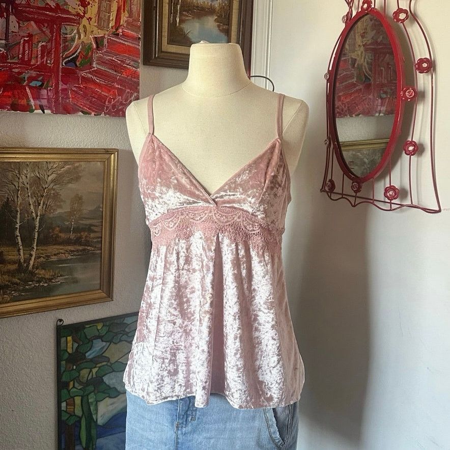 Jessica Simpson jessica simpson pink lace velvet tank top Size M / US 6-8 / IT 42-44 - 1 Thumbnail
