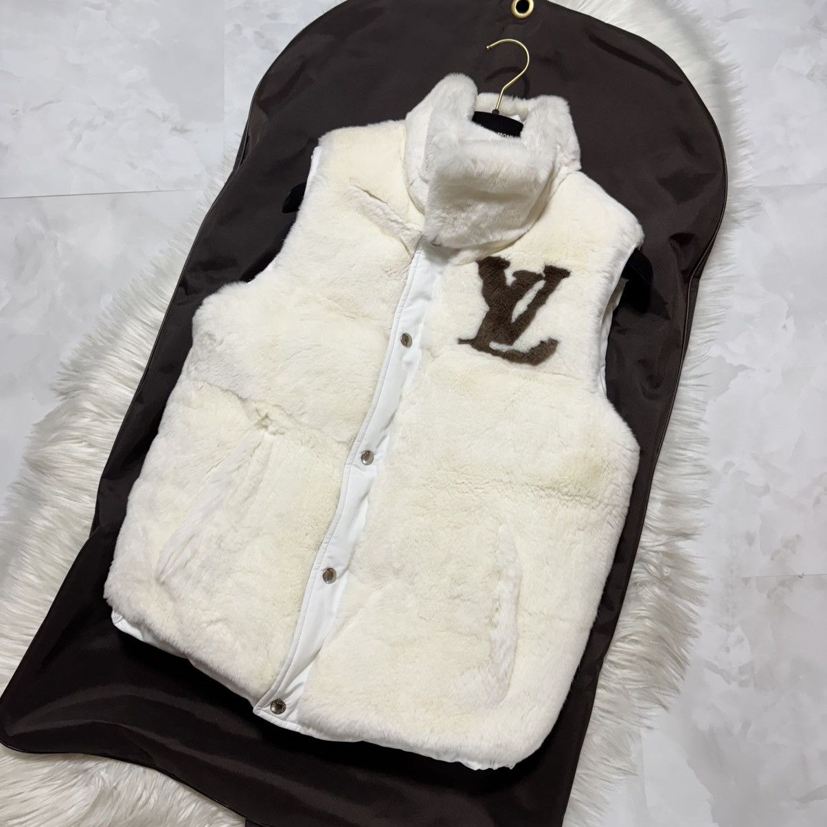 Runway Louis Vuitton Rabbit Fur Reversible Down Vest