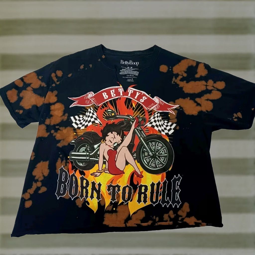 Born Betty Boop Born To Rule Black Motorcycle Shirt M Cropped Size M / US 6-8 / IT 42-44 - 1 Thumbnail