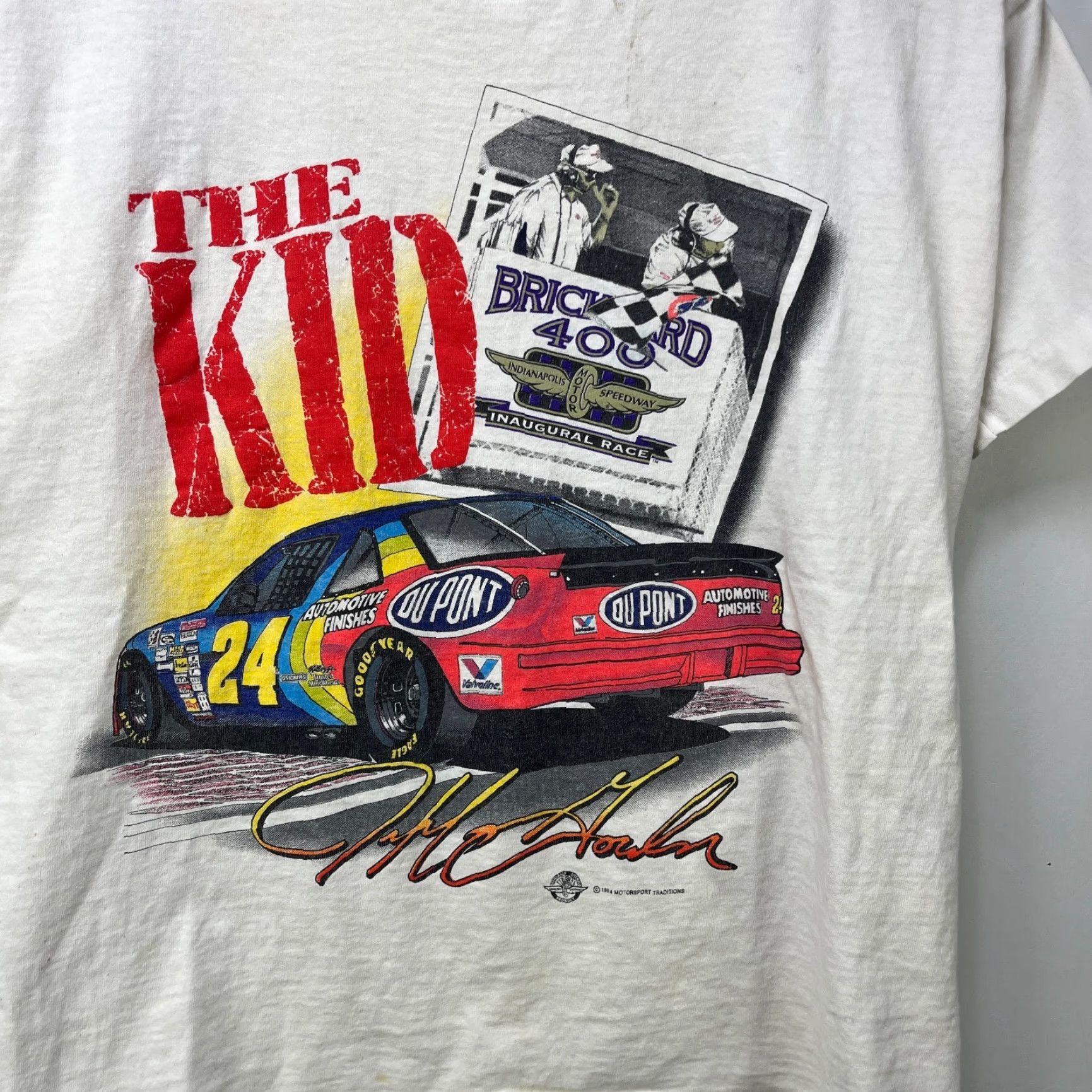 NASCAR VINTAGE NASCAR Jeff Gordon T-Shirt M White 90s Mens Graphic Print Short Sleeve Pockets Double-Sided Cotton Knit Size US M / EU 48-50 / 2 - 2 Thumbnail