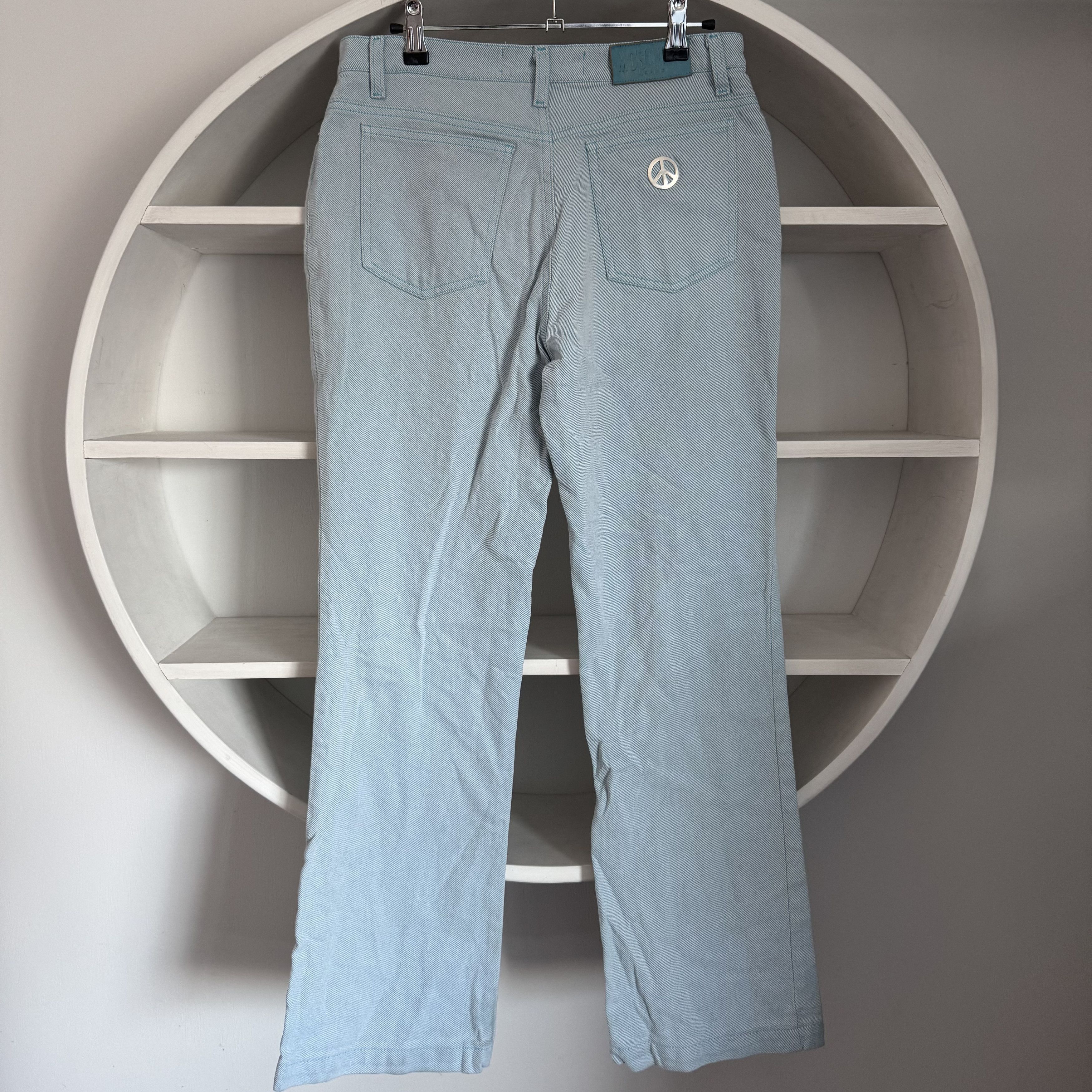 Moschino Vintage MOSCHINO Jeans Logo Blue Light Wide Jeans Size 28" / US 6 / IT 42 - 2 Thumbnail