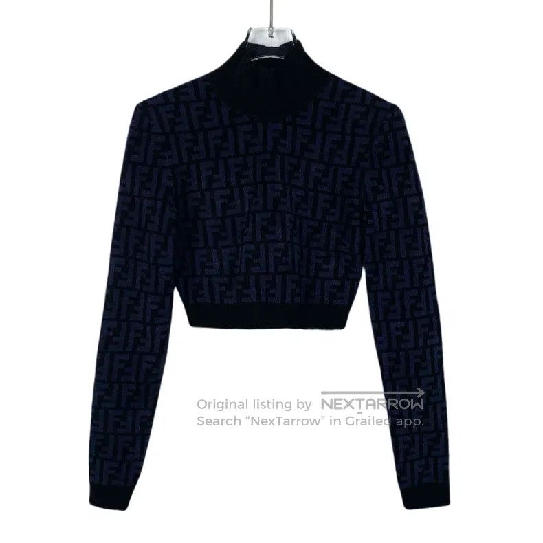 Fendi Fendi Black logo monogram full print high neck short knit Size XS / US 0-2 / IT 36-38 - 1 Thumbnail