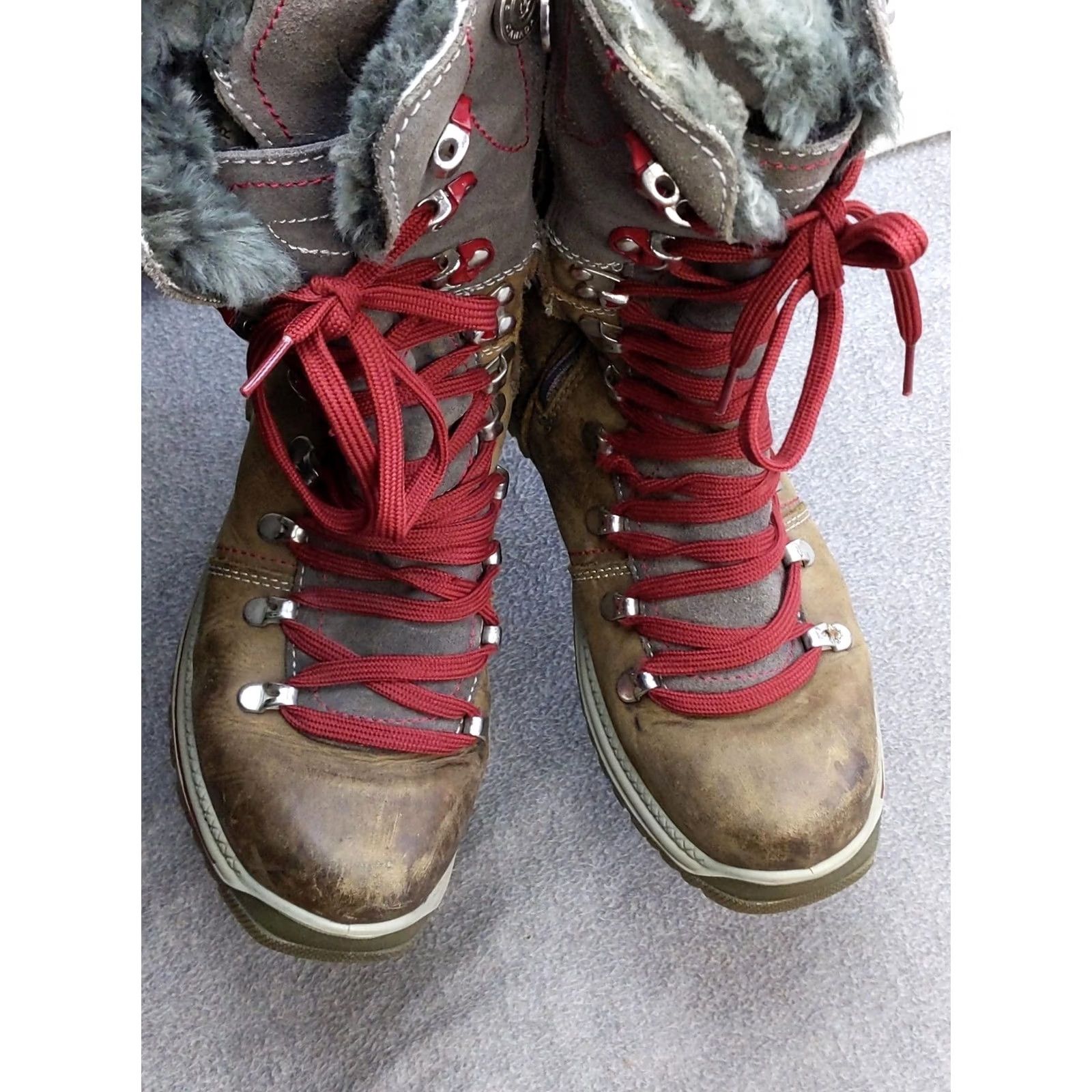 Vintage Santana Canada Boots Womens 7 38 Brown Gray Fur Lined Winter Snow Hiking Size US 7 / IT 37 - 3 Thumbnail