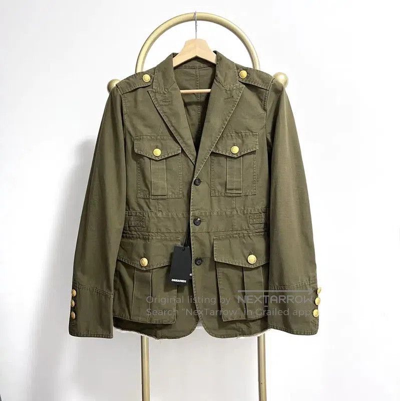 DSQUARED2 Military Green Cotton Long Sleeve Jacket .