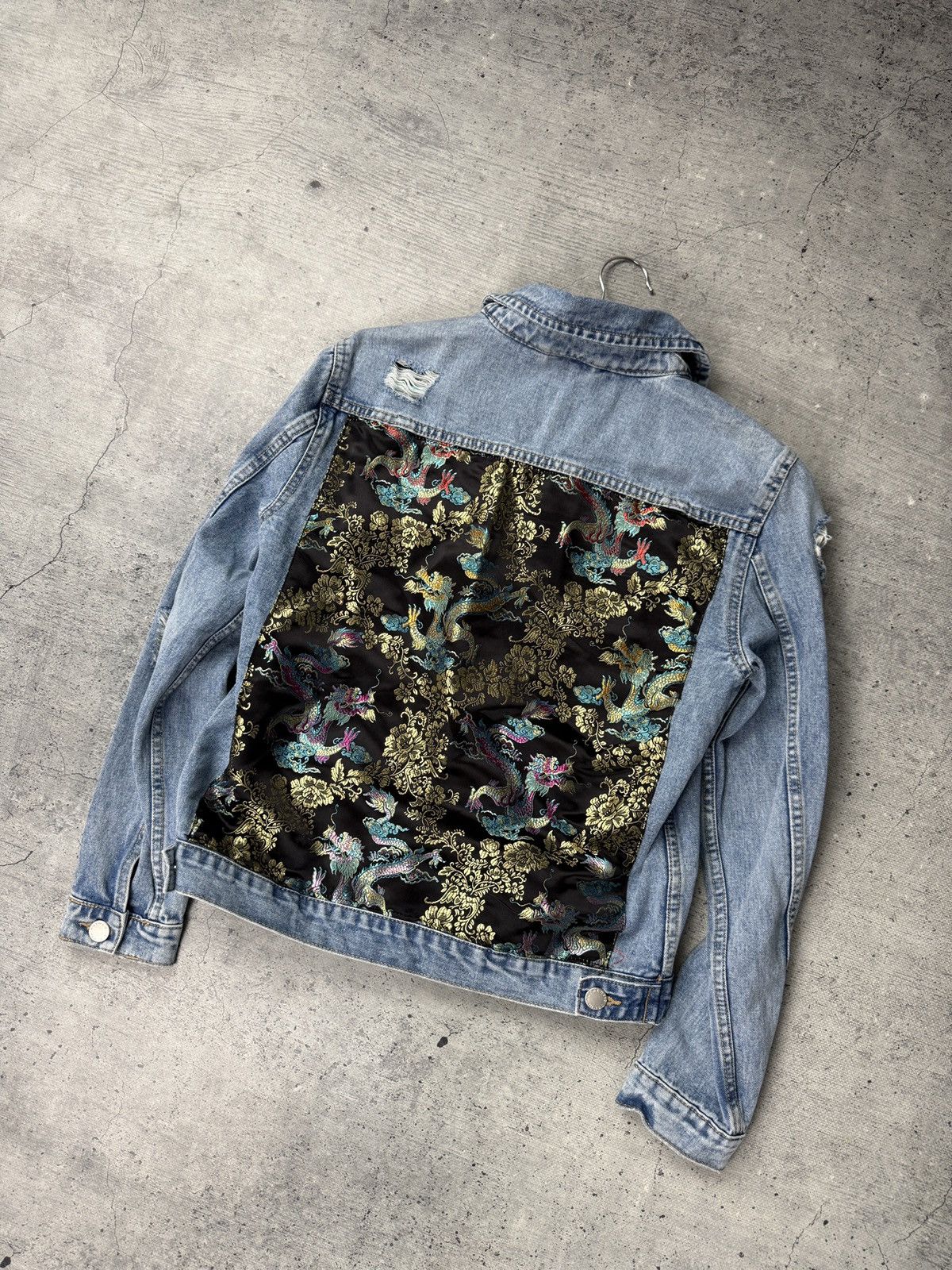JNCO Crazy Vintage Y2K Japan Dragon Tattoo Denim Jacket Size US 39 - 4 Thumbnail