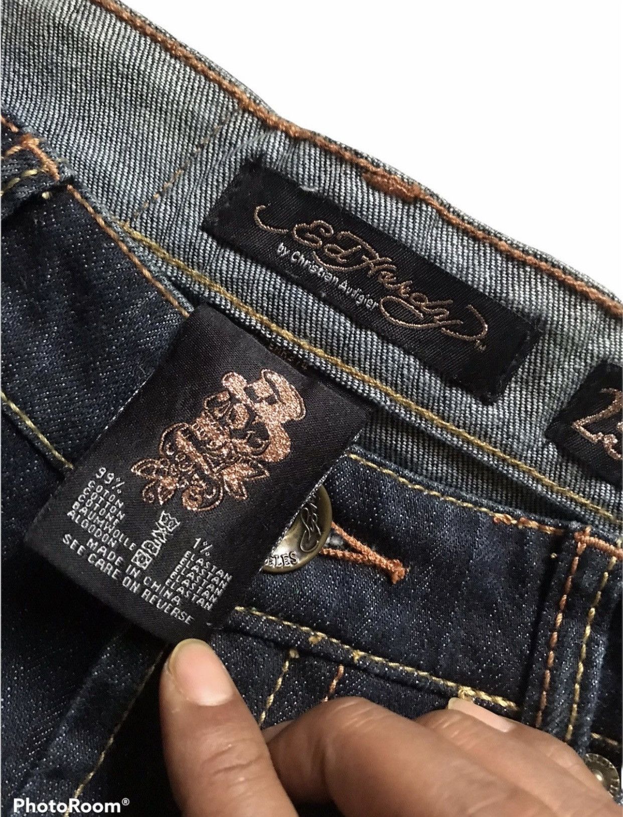 Ed Hardy × Japanese Brand Ed Hardy Spellout Denim Skirt Size 27" / US 4 / IT 40 - 6 Thumbnail
