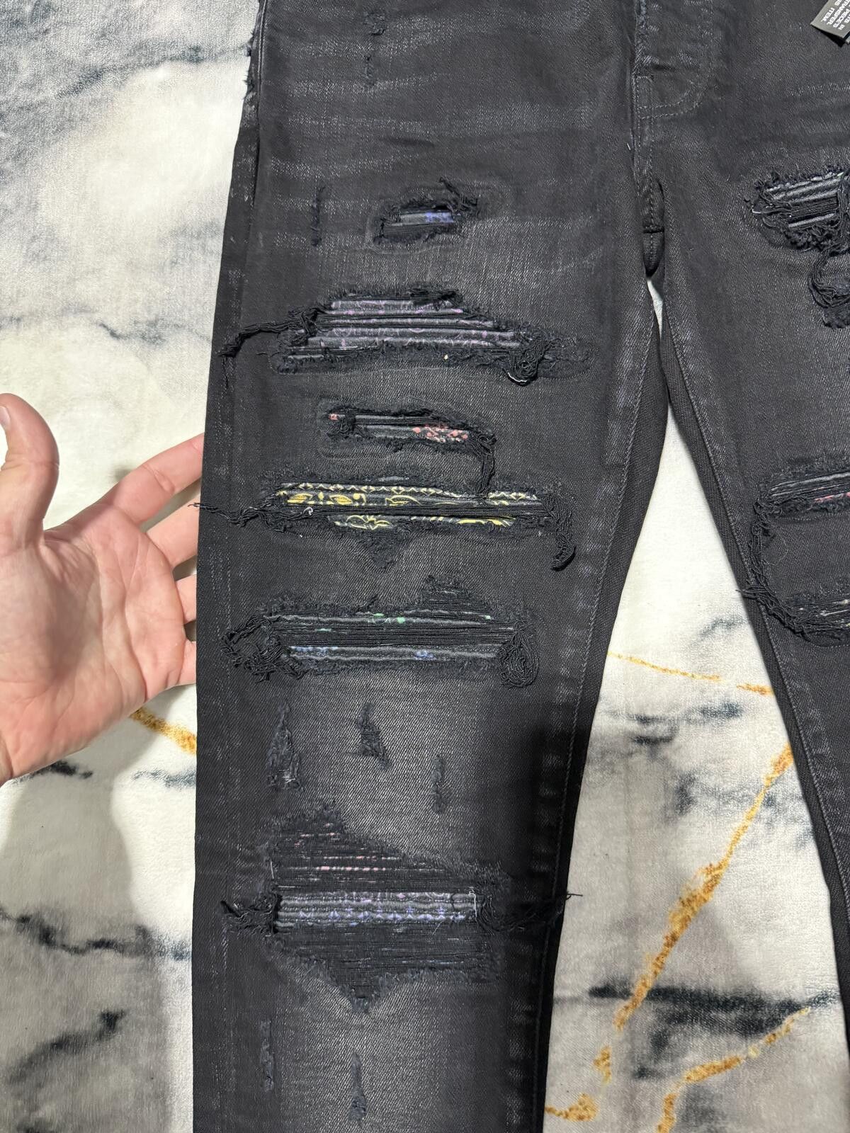Amiri Amiri Thrasher Rainbow Paisley Black Denim NEW - Sz31 Size US 31 - 2 Thumbnail