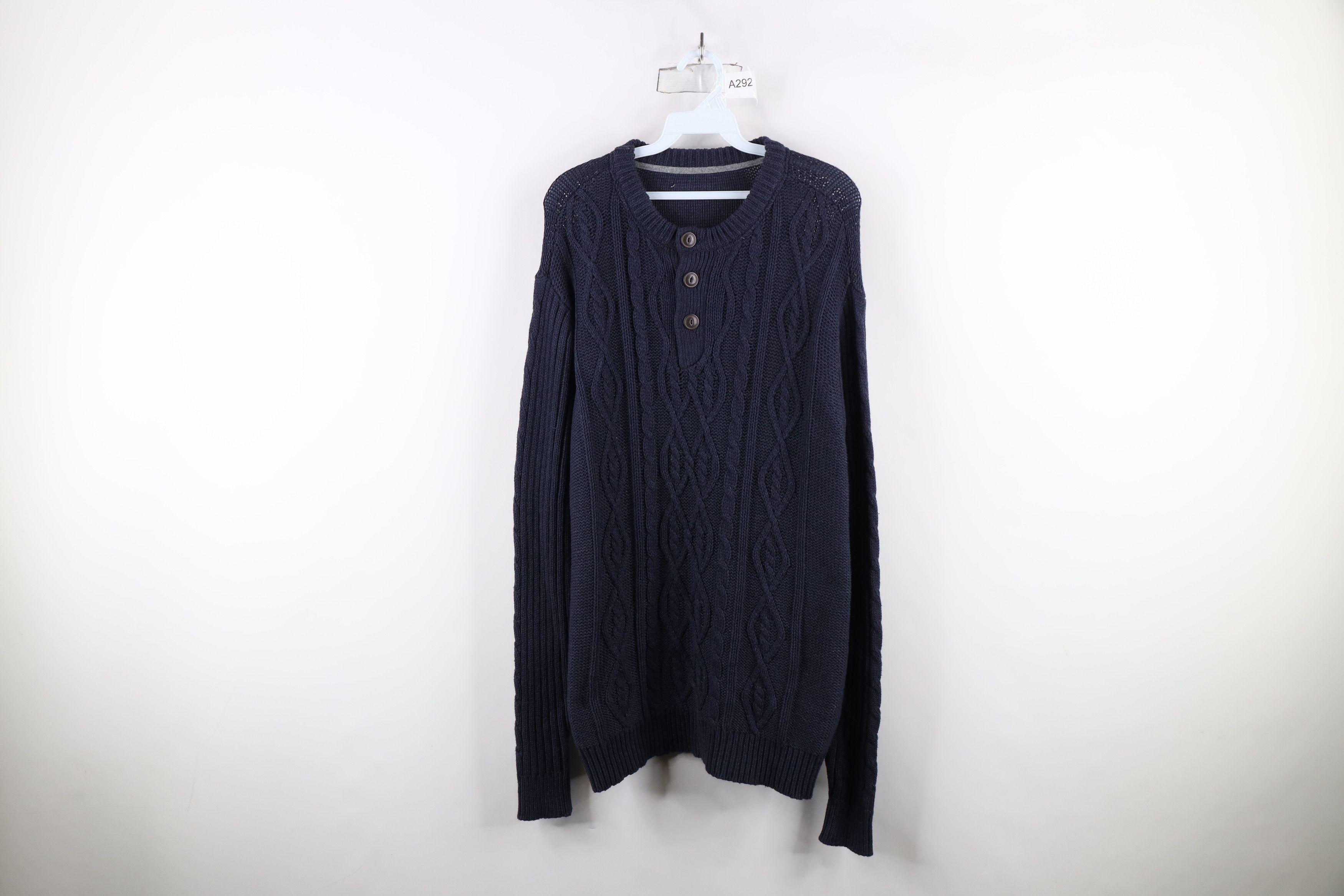 Vintage Vintage 90s Y2K Streetwear Knit Fisherman Henley Sweater Size US XL / EU 56 / 4 - 1 Thumbnail