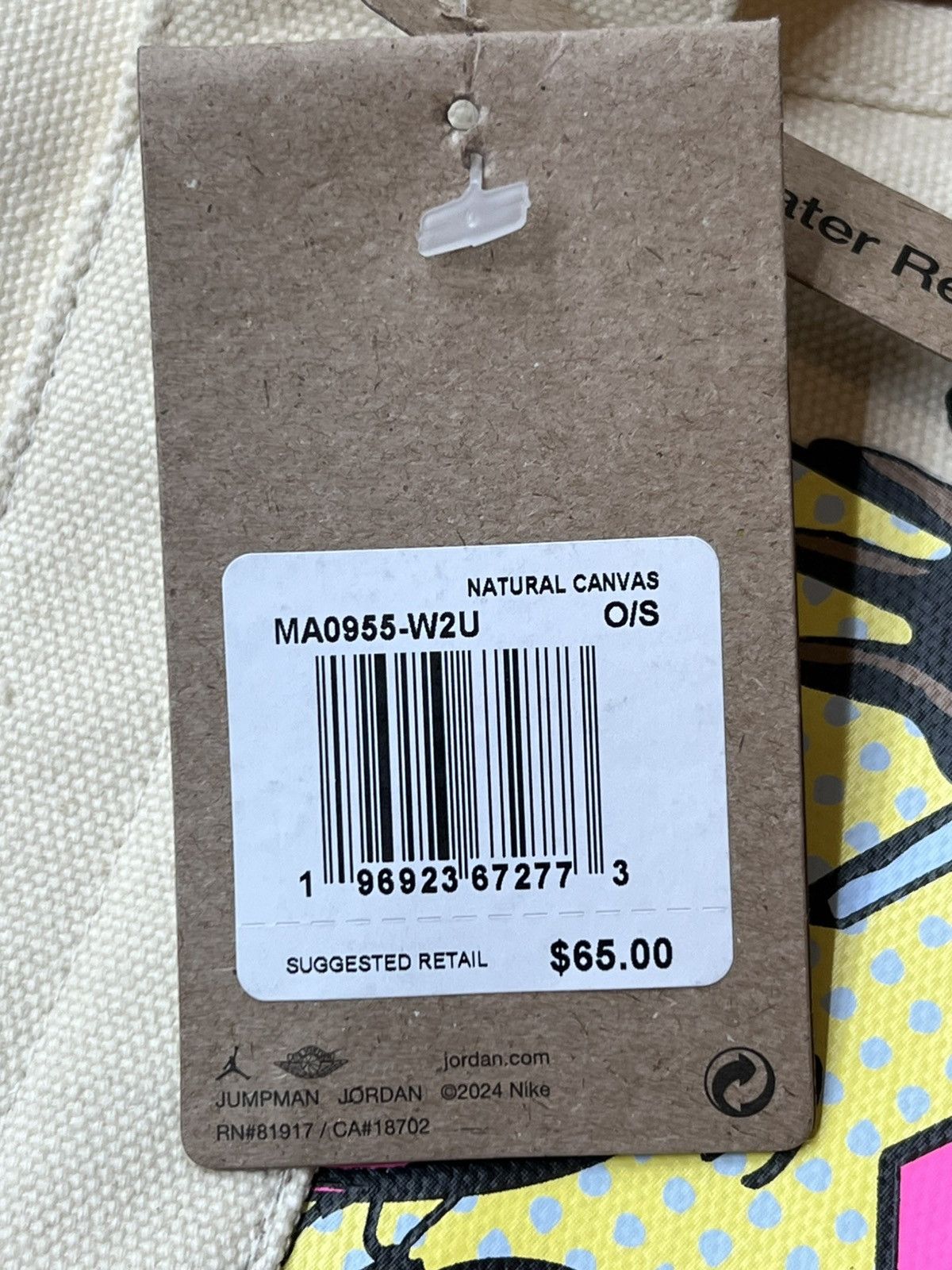 Jordan Brand Air Jordan DUNK Tote Bag MA0955-W2U Natural Beige Color 34L Size ONE SIZE - 4 Thumbnail