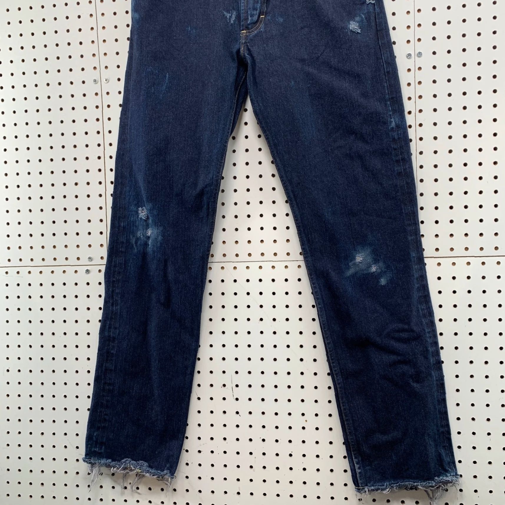 Lee Lee 101 Z Denim Selvedge Jeans Mens 33x30 Japan Indigo Dark Wash Distress Italy Size US 33 - 3 Thumbnail