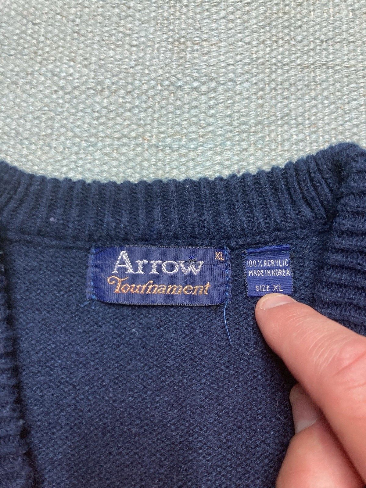 Vintage 80s acrylic knit sweater vest arrow argyle golf soft mens XL Size US XL / EU 56 / 4 - 3 Thumbnail