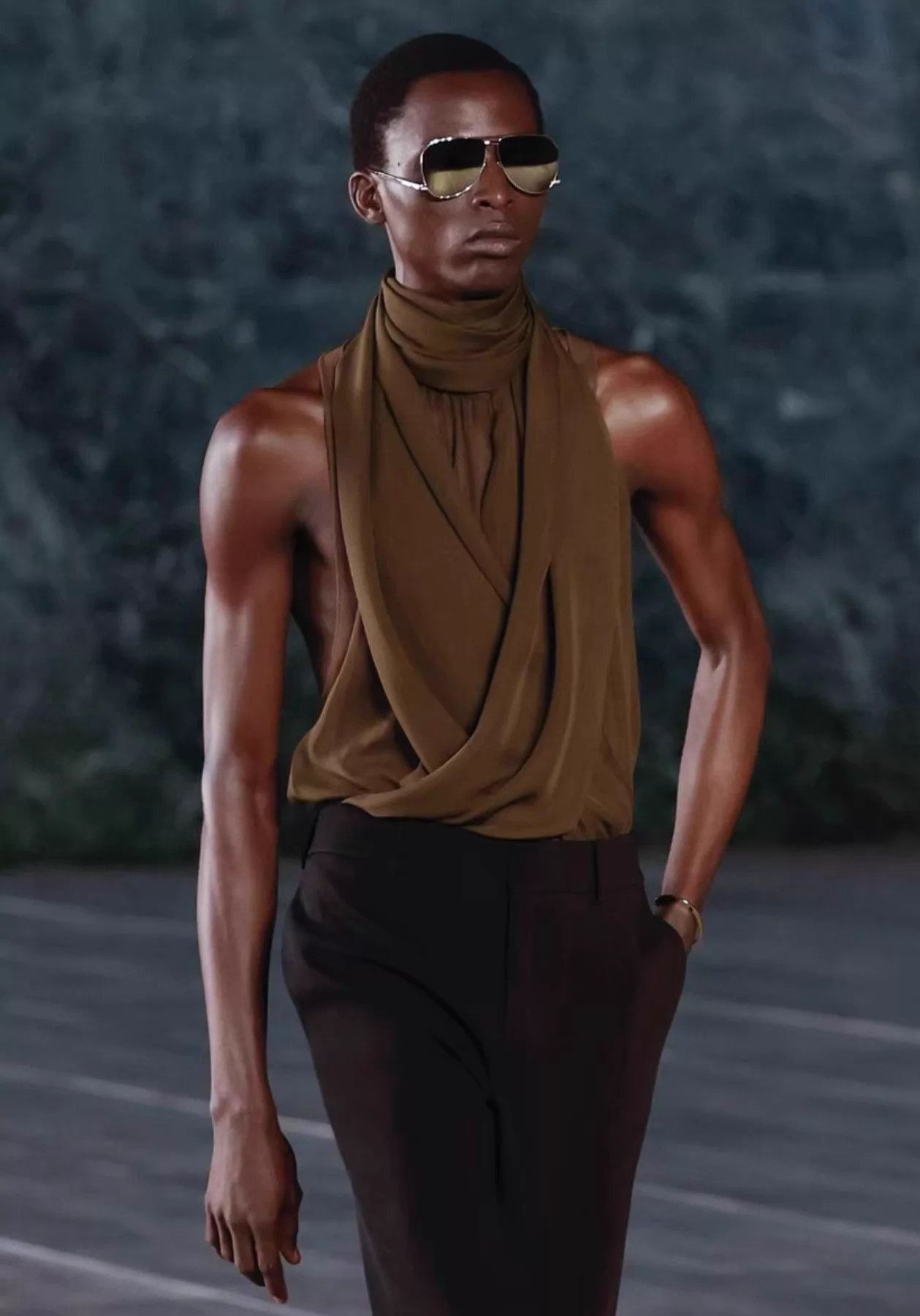Saint Laurent Paris Brown Sleeveless Wrap Top Size L Size US L / EU 52-54 / 3 - 1 Thumbnail