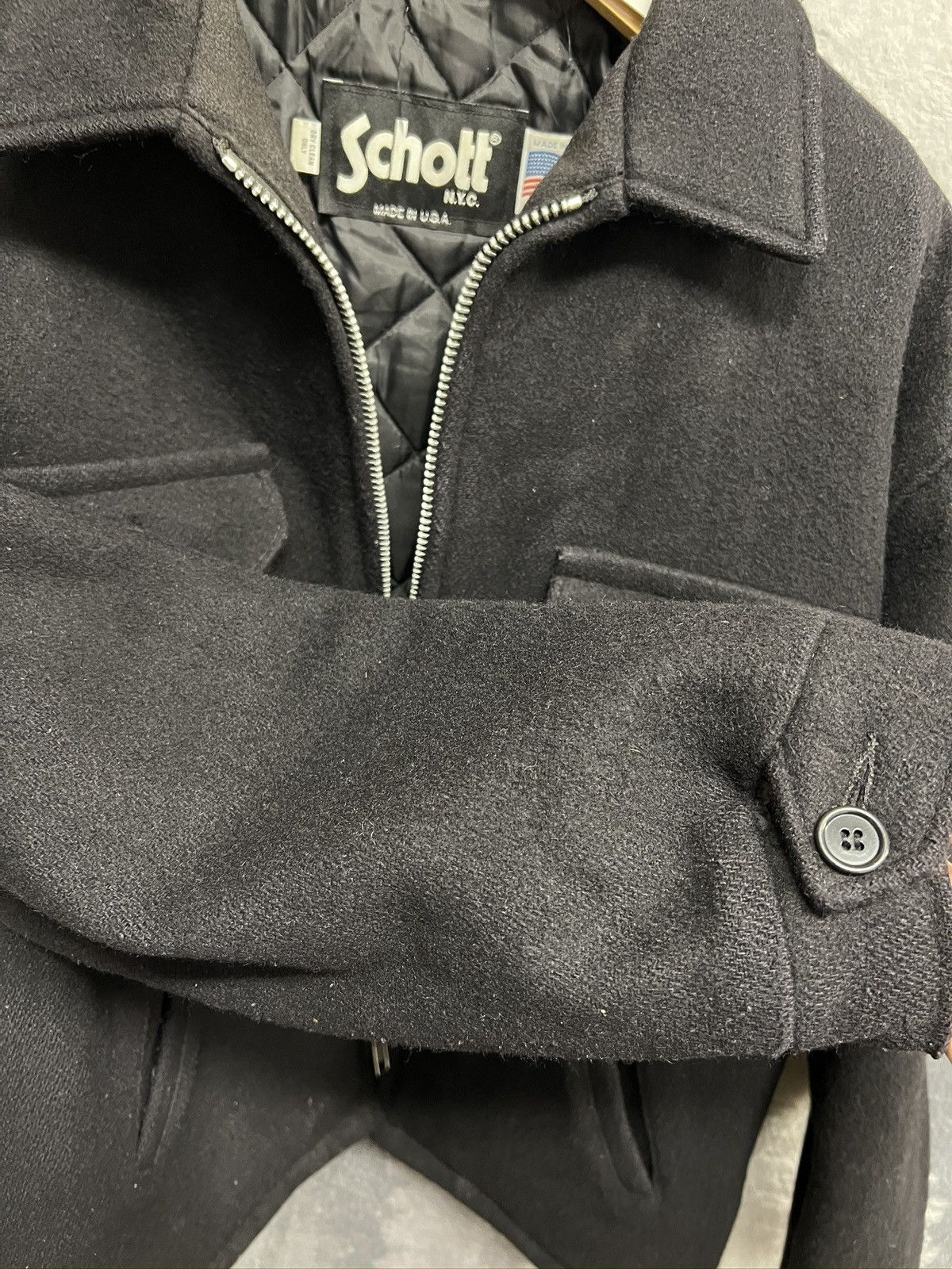 Designer × Schott Vintage schott nyc jacket wool black pockets made in usa Size US L / EU 52-54 / 3 - 6 Thumbnail