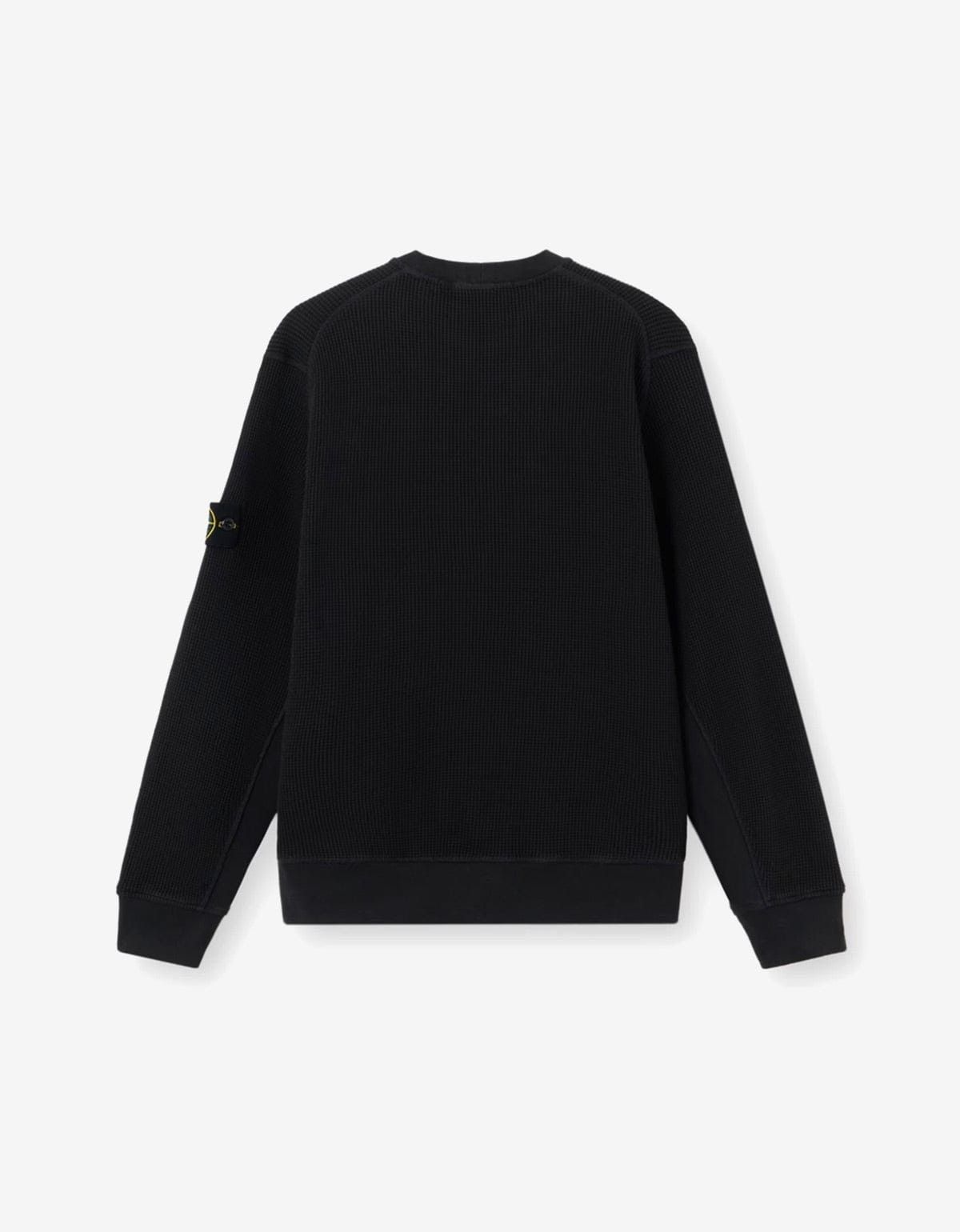 Stone Island Stone Island Black Organic Cotton Waffle Sweatshirt Size US M / EU 48-50 / 2 - 2 Thumbnail