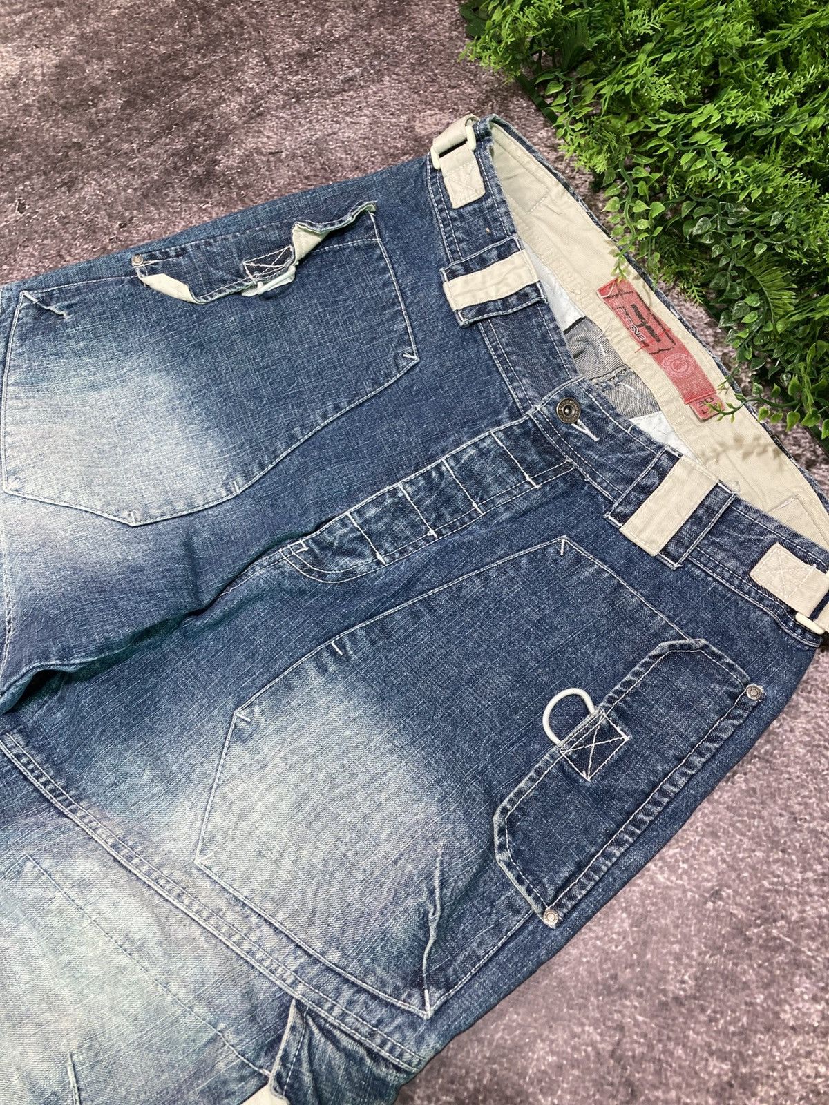 JNCO Vintage Y2K Fishbone Multi-pocket Flared Washed Jeans Pants Size US 30 / EU 46 - 4 Thumbnail