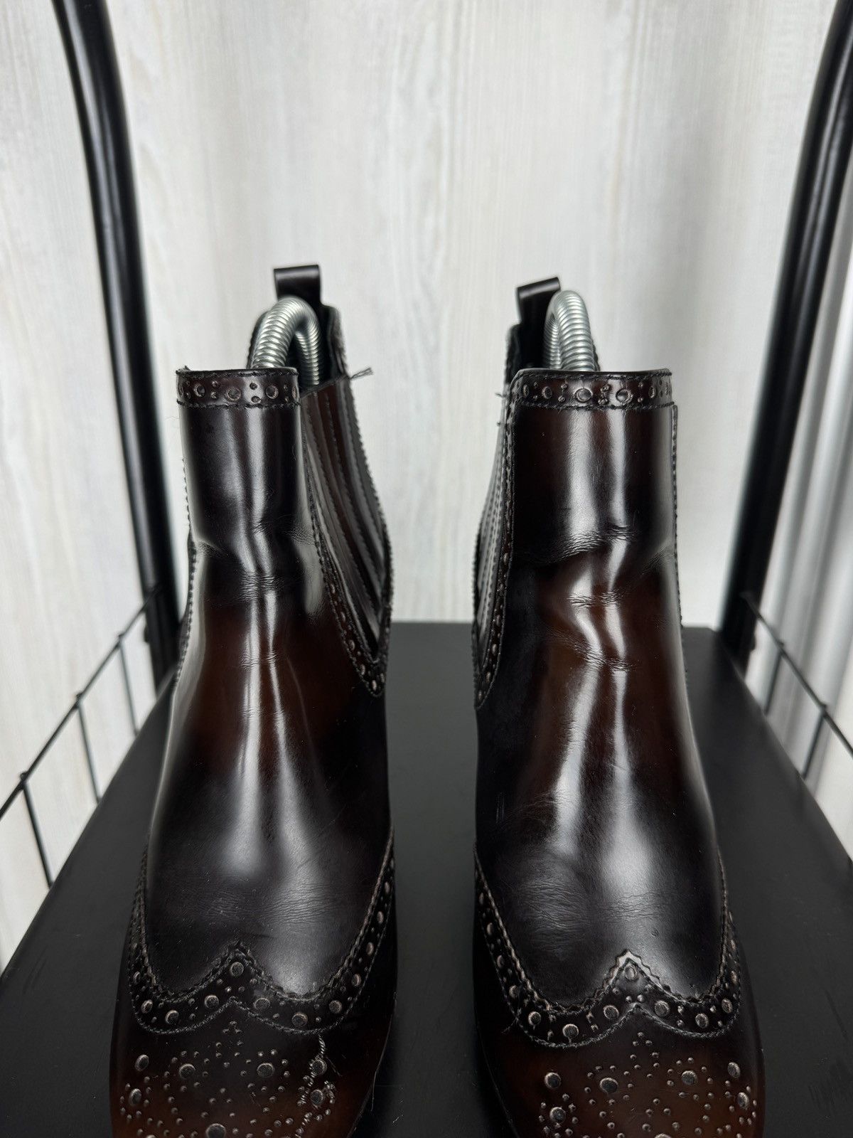 Prada Prada Burgundy Leather Ankle Boots Size 38.5 Size US 8.5 / IT 38.5 - 6 Thumbnail