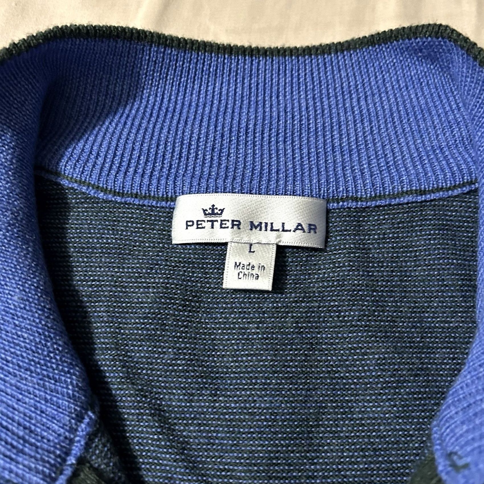 Peter Millar Peter Millar Sweater Mens L Wool Quarter Zip Striped Merino Blue Size US L / EU 52-54 / 3 - 3 Thumbnail