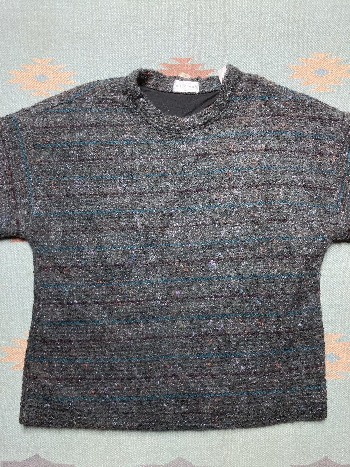 Vintage Vtg Allen Wah sweater mohair lambs wool knit striped large Size US L / EU 52-54 / 3 - 2 Thumbnail