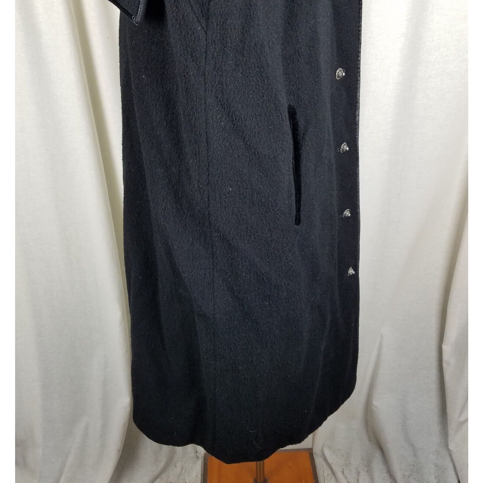 Vintage Ein Althof Modell Wool Maxi Peacoat Womens L Velvet Trim Size L / US 10 / IT 46 - 4 Thumbnail