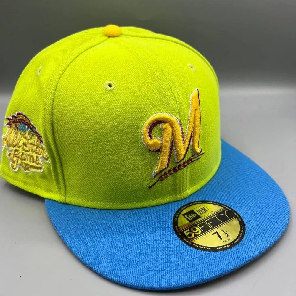 New Era Milwaukee Brewers Hat Men 7 1/2 59Fifty New Era Fitted Cap Size ONE SIZE - 1 Thumbnail