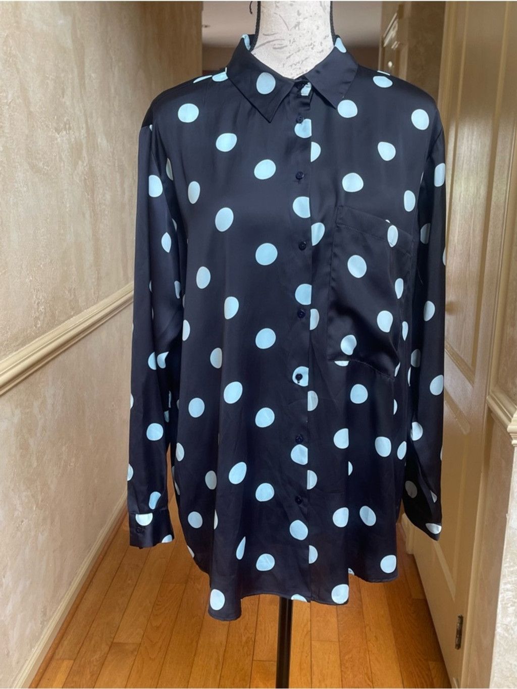 Zara Zara Satin Polka Dot Oversized Button Down Blouse XL Silky Size XL / US 12-14 / IT 48-50 - 2 Thumbnail