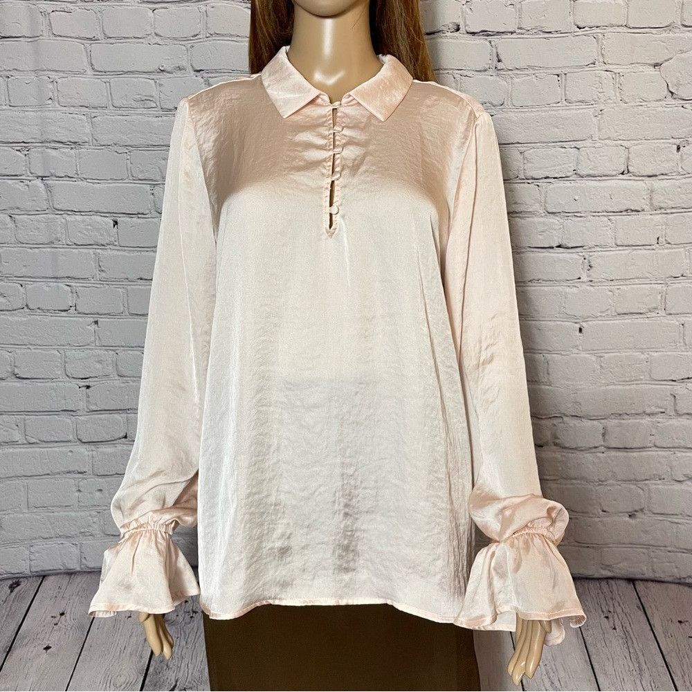Paige NWT New $179 Paige Resa Satin Pale Pink Blouse Size L Size L / US 10 / IT 46 - 3 Thumbnail
