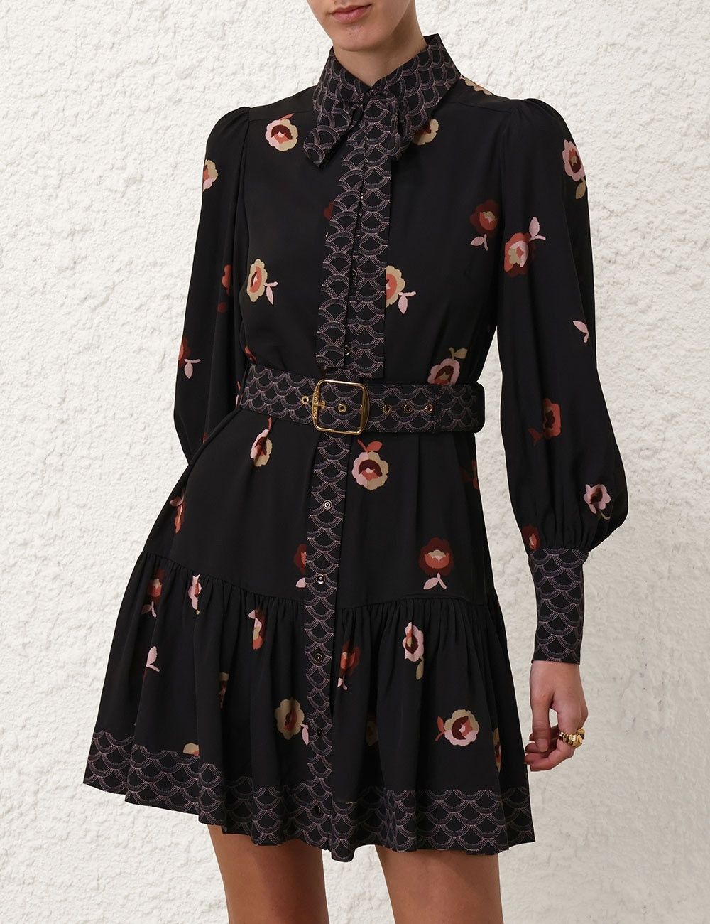 Zimmermann oc11z0825 Pussybow Mini Dress in Black Size M / US 6-8 / IT 42-44 - 2 Thumbnail