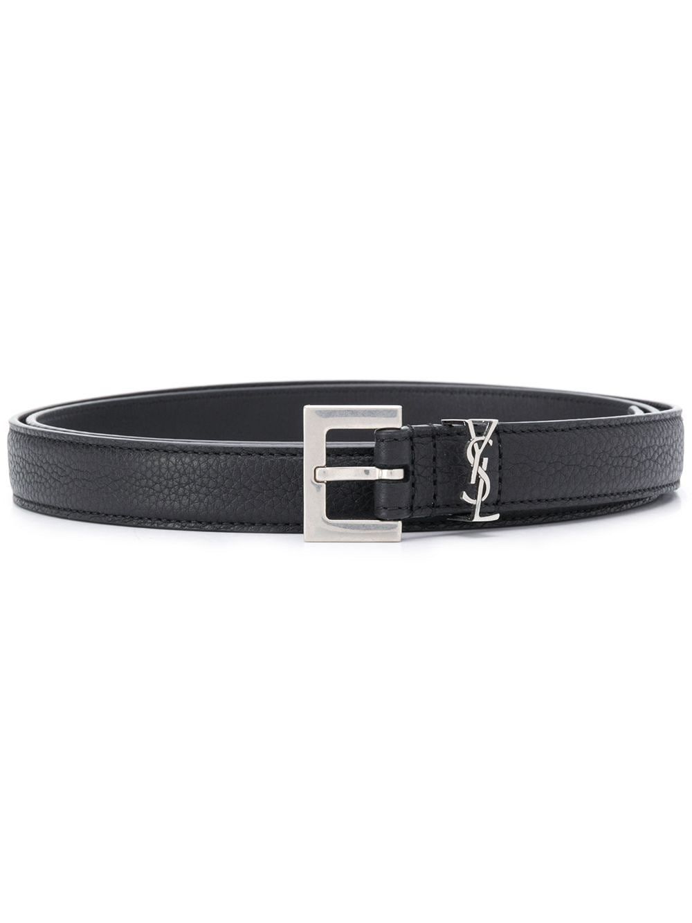 Saint Laurent Paris GRAINED LEATHER CASSANDRE THIN BELT WITH SQUARE BUCKLE Size ONE SIZE - 1 Thumbnail
