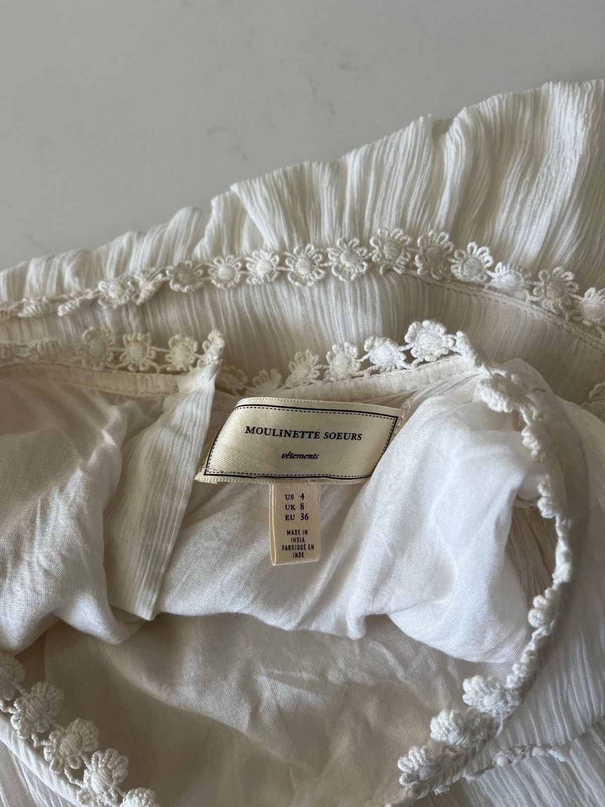 Anthropologie Anthropologie Moulinette Soeurs White Lyra Blouse Size 4 Size S / US 4 / IT 40 - 4 Thumbnail
