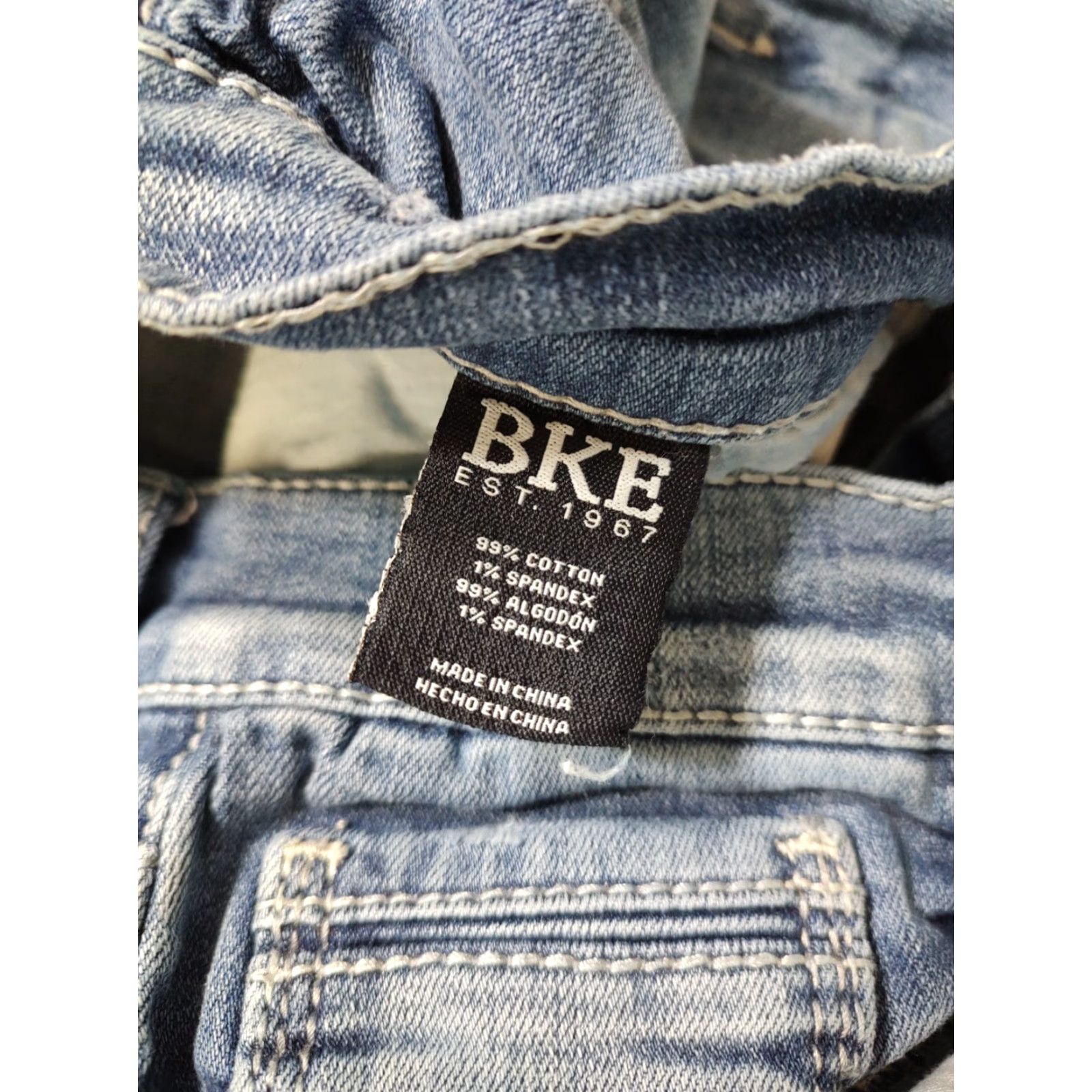 BKE BKE Alec Jeans Mens 31x29 Distressed Blue Denim Zip Low Rise 5-Pocket Cotton Spandex Size US 31 - 6 Thumbnail