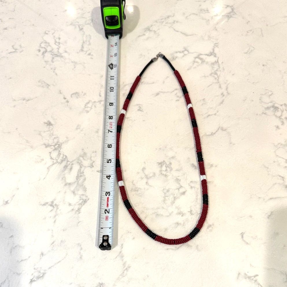 Handmade Handmade Beaded Necklace Black Red White Wrapped Necklace Size ONE SIZE - 5 Thumbnail