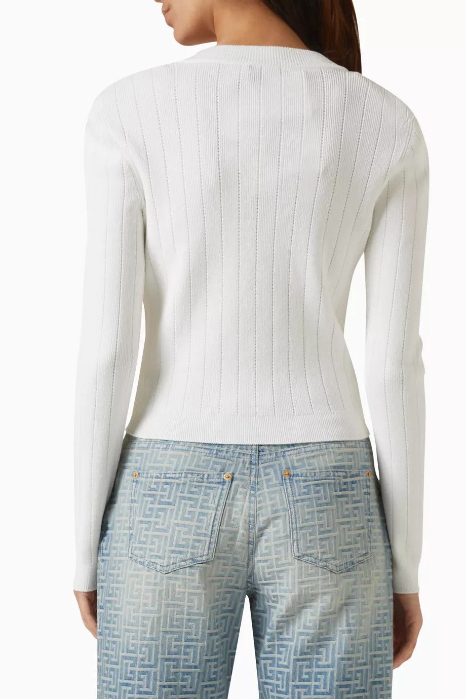 Balmain o1w1db10624 Cardigan in White Size XXS / US 00 / IT 34 - 3 Thumbnail