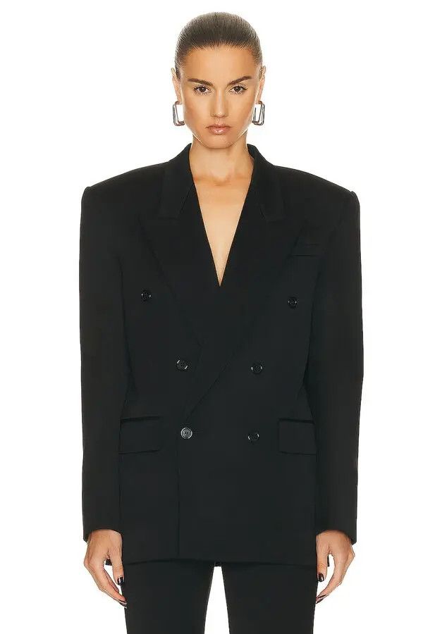 Saint Laurent Paris o1bcso1str1124 Veste Tailleur Laine in Noir Size S / US 4 / IT 40 - 1 Thumbnail