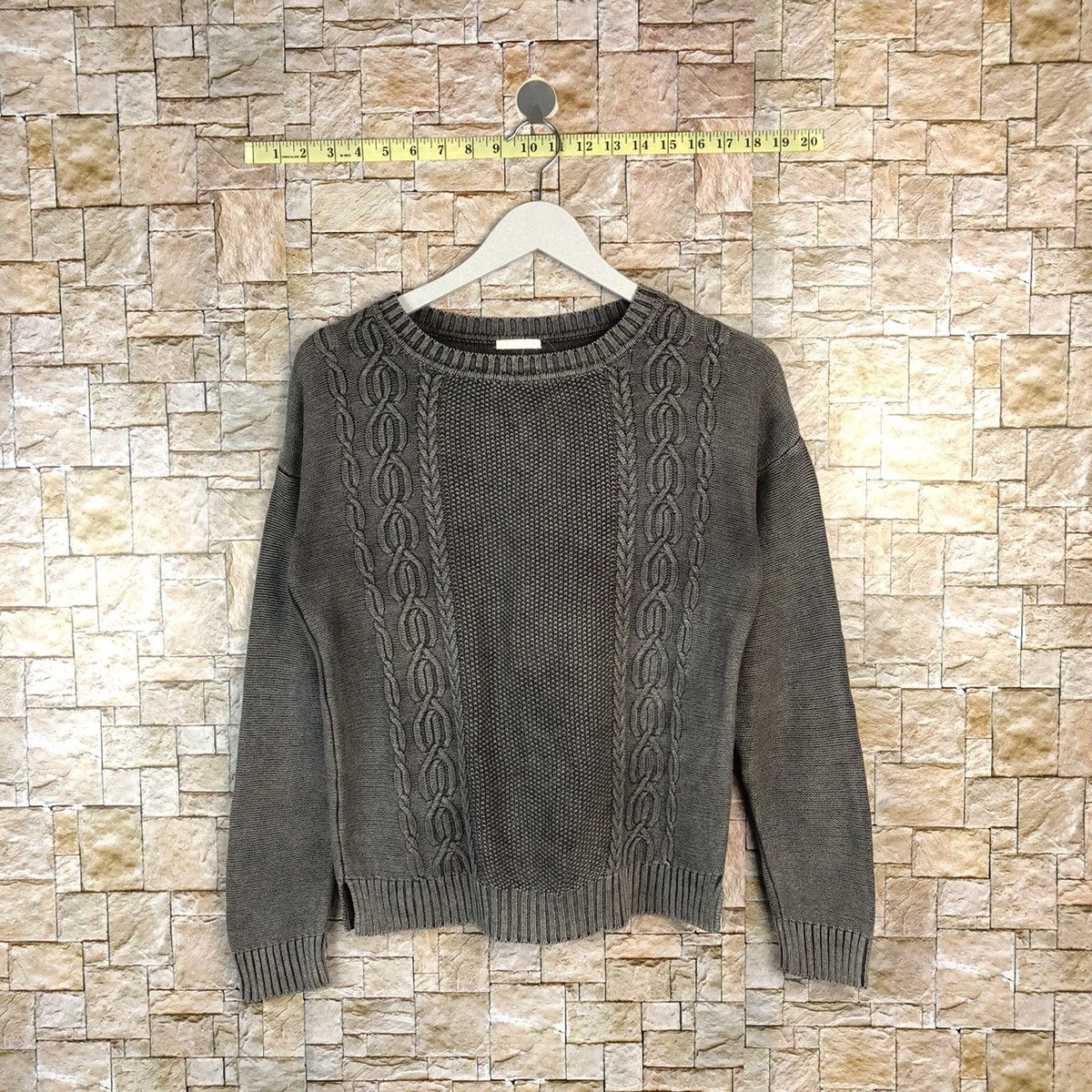 GU × Homespun Knitwear × Japanese Brand GU Grey faded cable Knitwear #A1110 Size US S / EU 44-46 / 1 - 1 Thumbnail