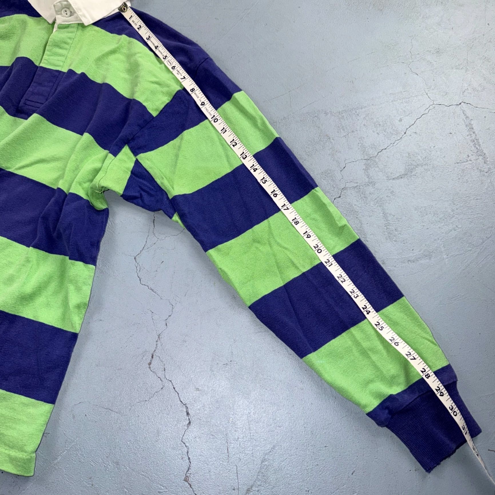 Lands' End VTG Lands End Rugby Shirt Mens M Heavy Cotton Polo Stripe Blue Green USA 80s 90s Size US M / EU 48-50 / 2 - 6 Thumbnail