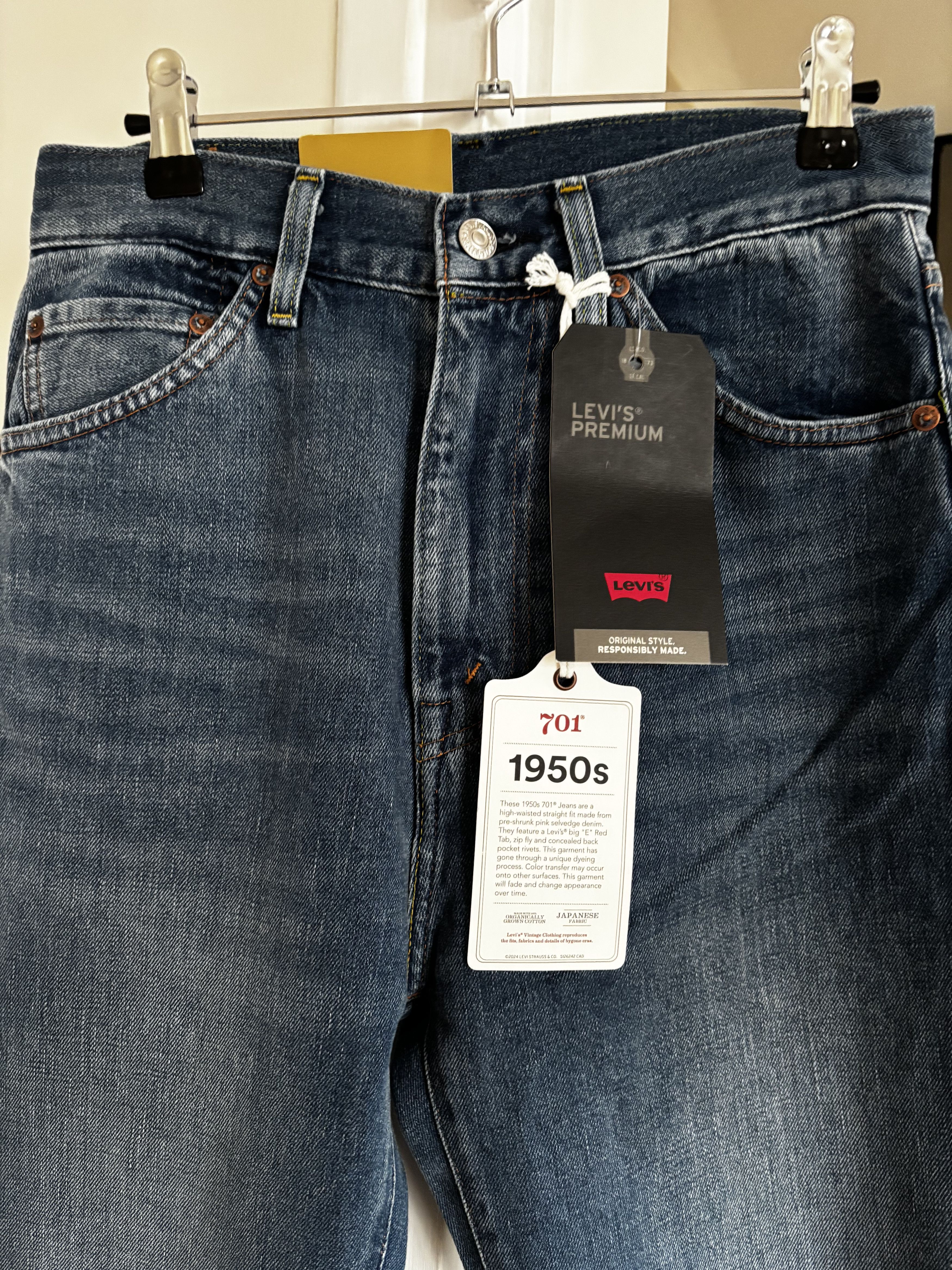 Levi's Vintage Clothing LVC 701 1950s Japanese Selvedge Denim — W28 L30 — NWT Size 28" / US 6 / IT 42 - 4 Thumbnail