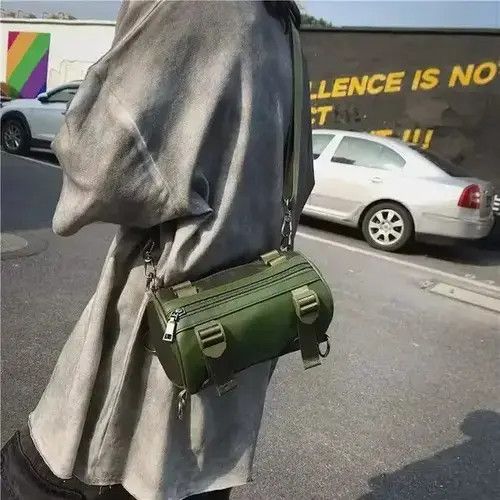 Utility Grunge Buckle Crossbody Shoulder Bag Pouch Bag in Green, Men's