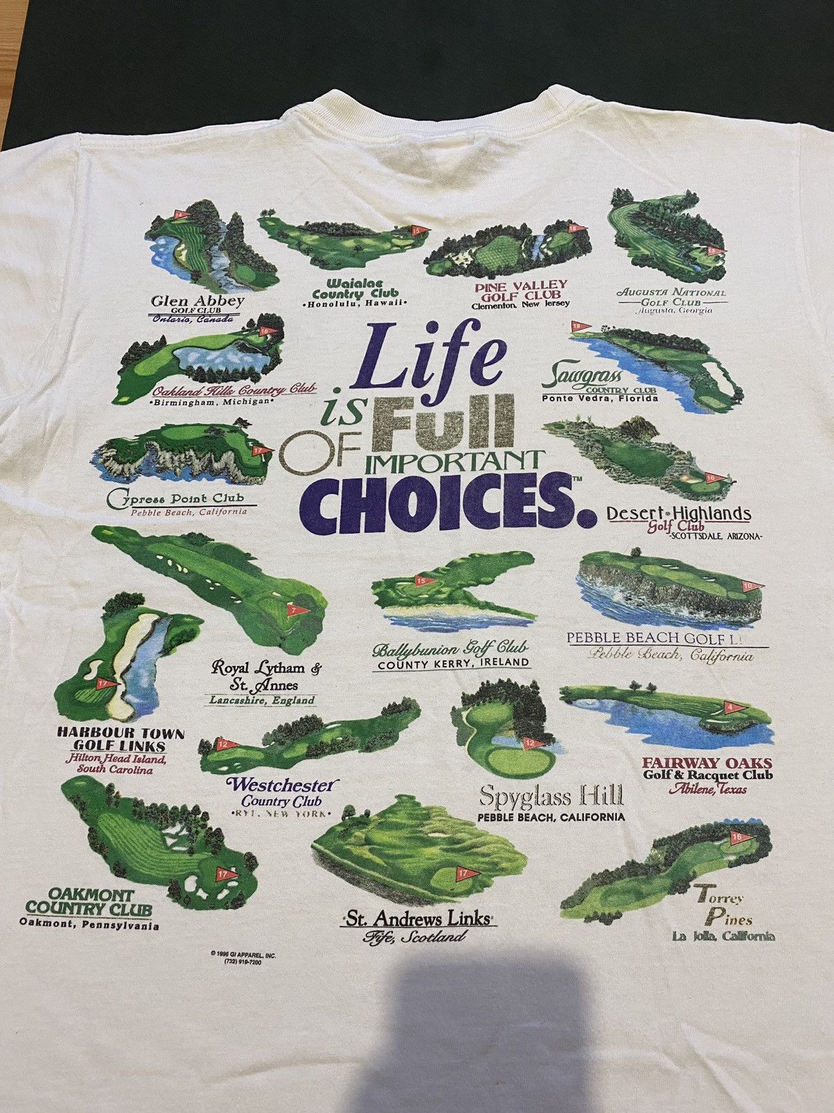 Vintage T shirt 1996 Life Is Full Of Important Choices Golf Country Size US L / EU 52-54 / 3 - 4 Thumbnail