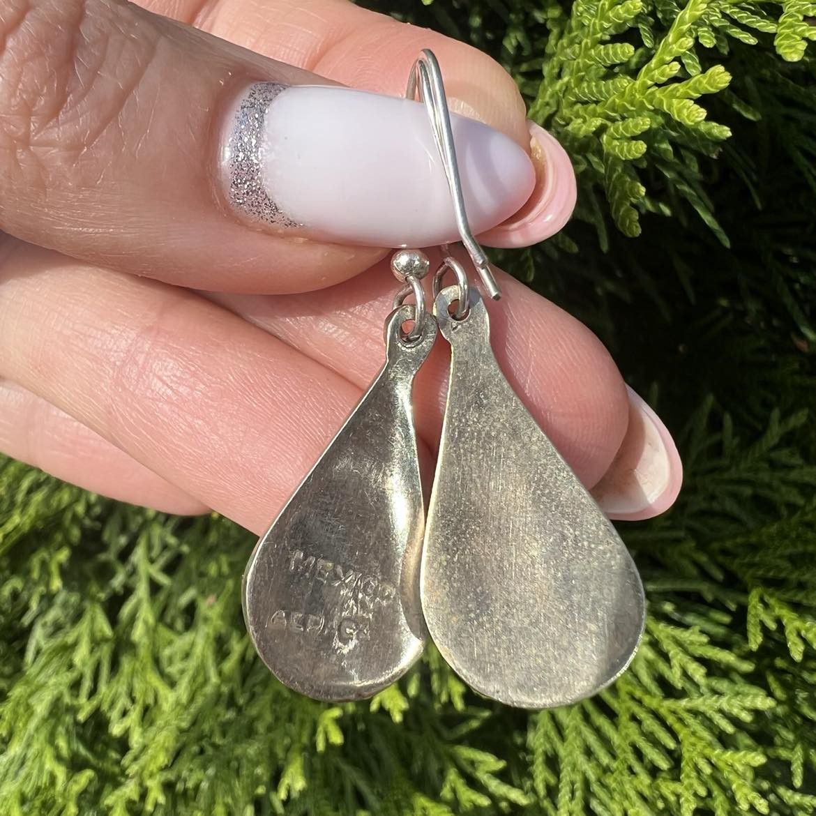Sterling Silver Vintage Jewelry Sterling Silver Earrings Shell Nacre Mexico Size ONE SIZE - 3 Thumbnail