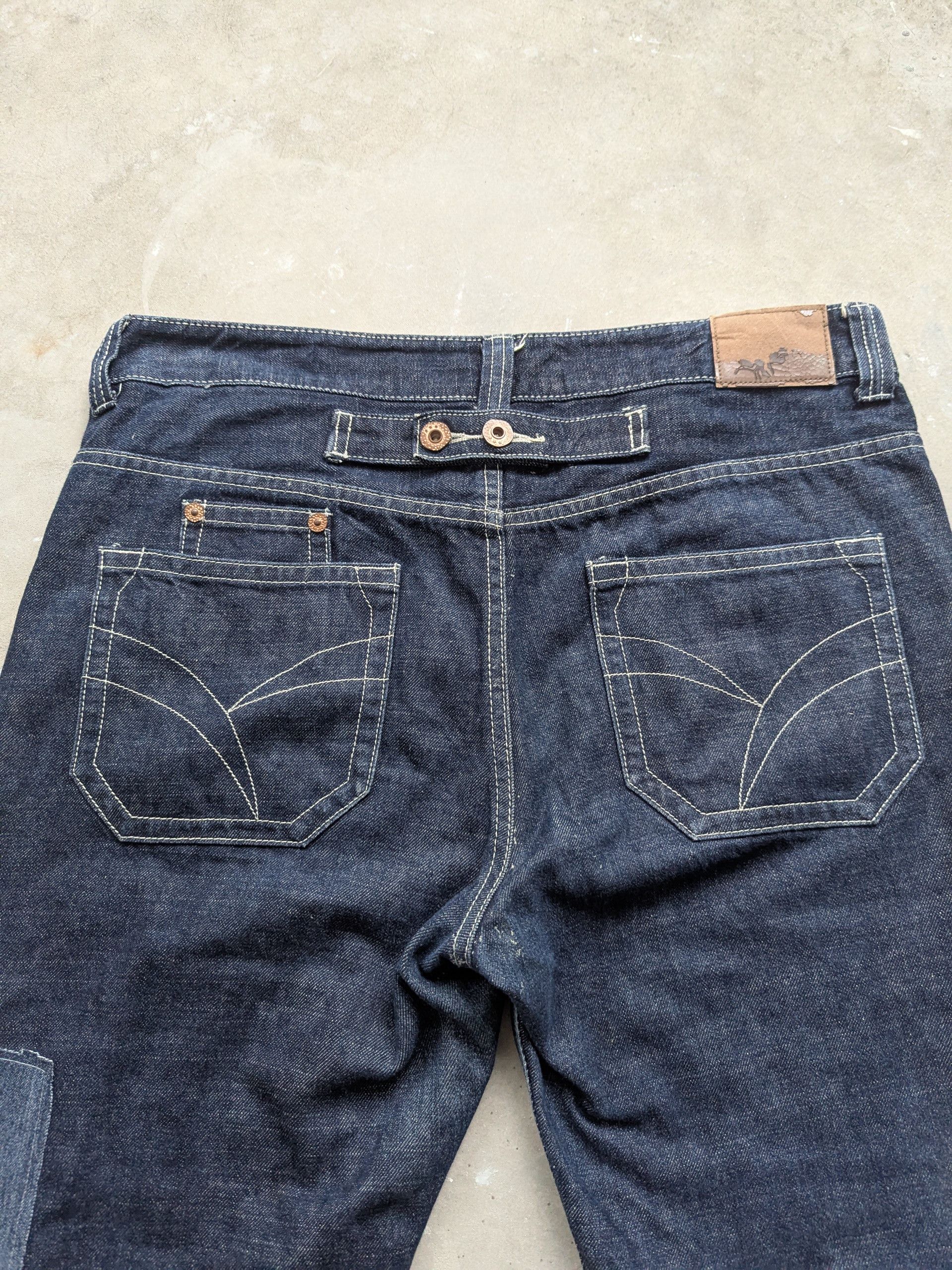 Japanese Brand × Vintage Vintage Buckle Back Denim Patchwork Custom Made Size US 38 / EU 54 - 13 Thumbnail