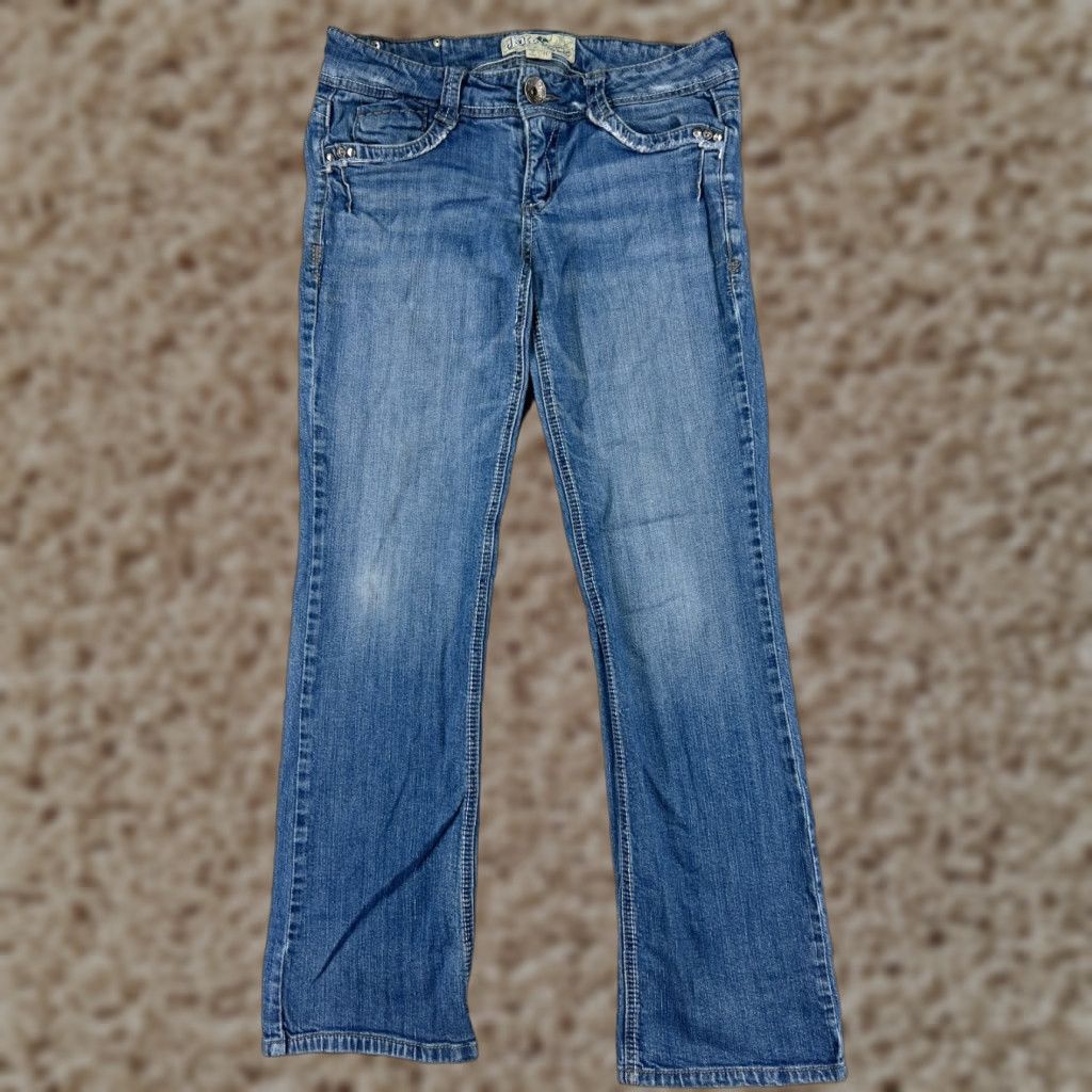 Vintage Jolt Jeans Women Bootcut 11 Blue Denim Distressed Cotton Blend 5-Pocket Regular Inseam 30.5 in Womens Jeans Size 32" / US 10 / IT 46 - 1 Thumbnail