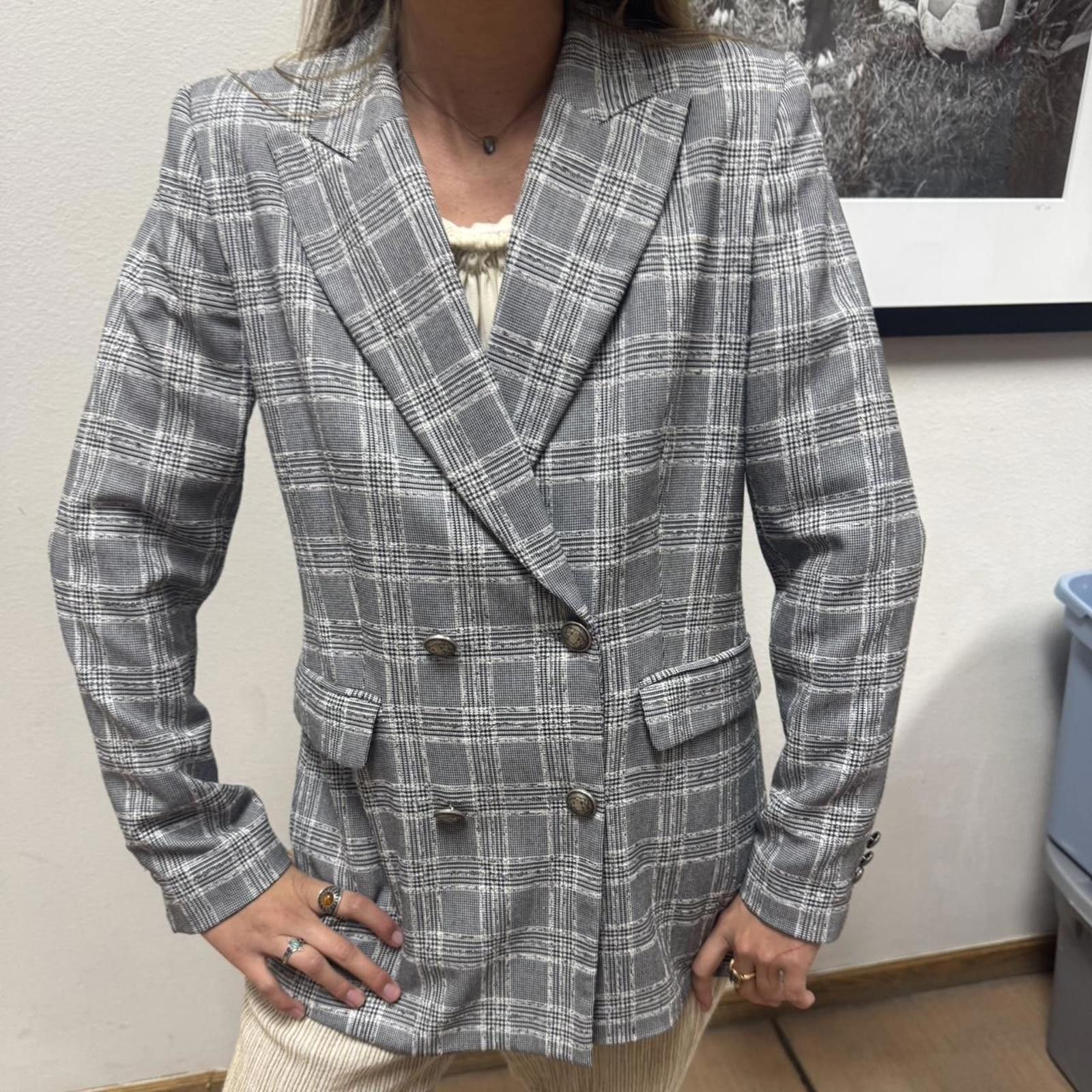 Zara Zara Basic Houndstooth Double-Breasted Blazer – Size M Size M / US 6-8 / IT 42-44 - 1 Thumbnail